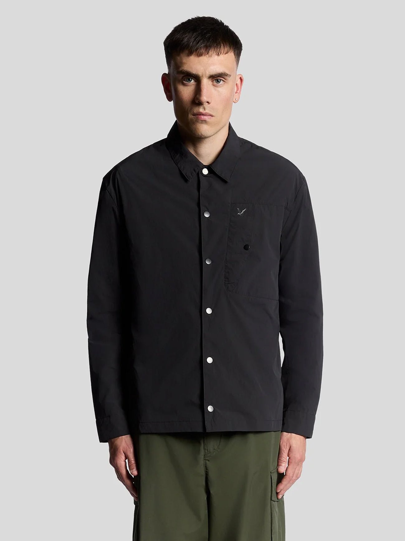 Mens Black Ice Crinkle Nylon Overshirt