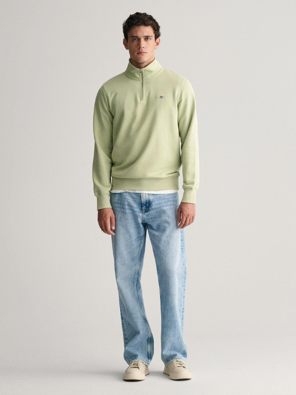 Mens Milky Matcha Shield Half Zip Sweatshirt