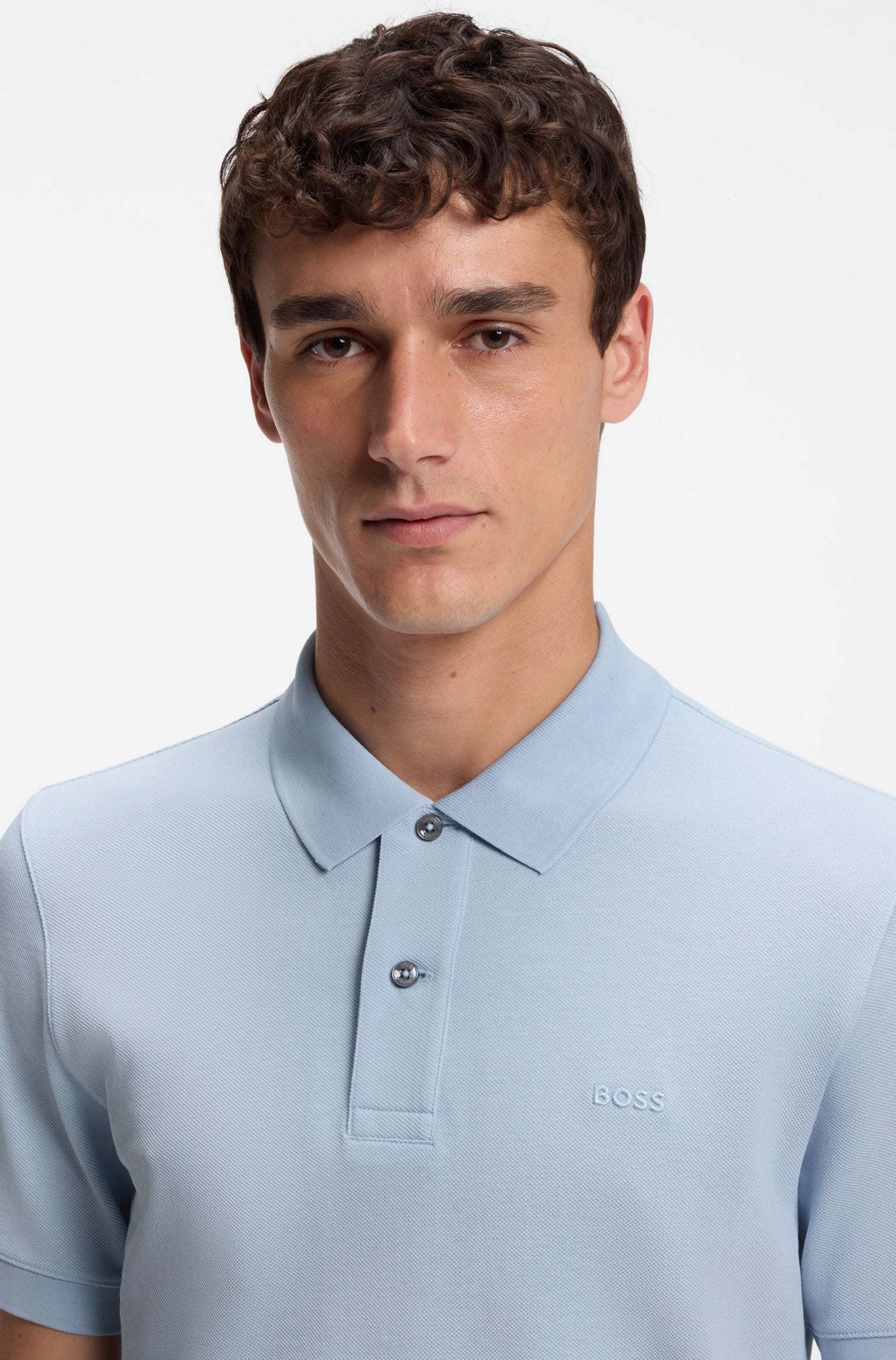 Mens Light Pastel Blue Pallas Short Sleeve Polo Shirt