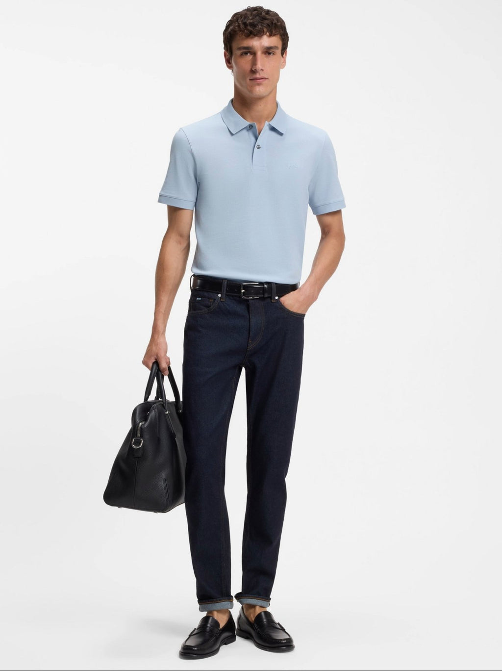 Mens Light Pastel Blue Pallas Short Sleeve Polo Shirt