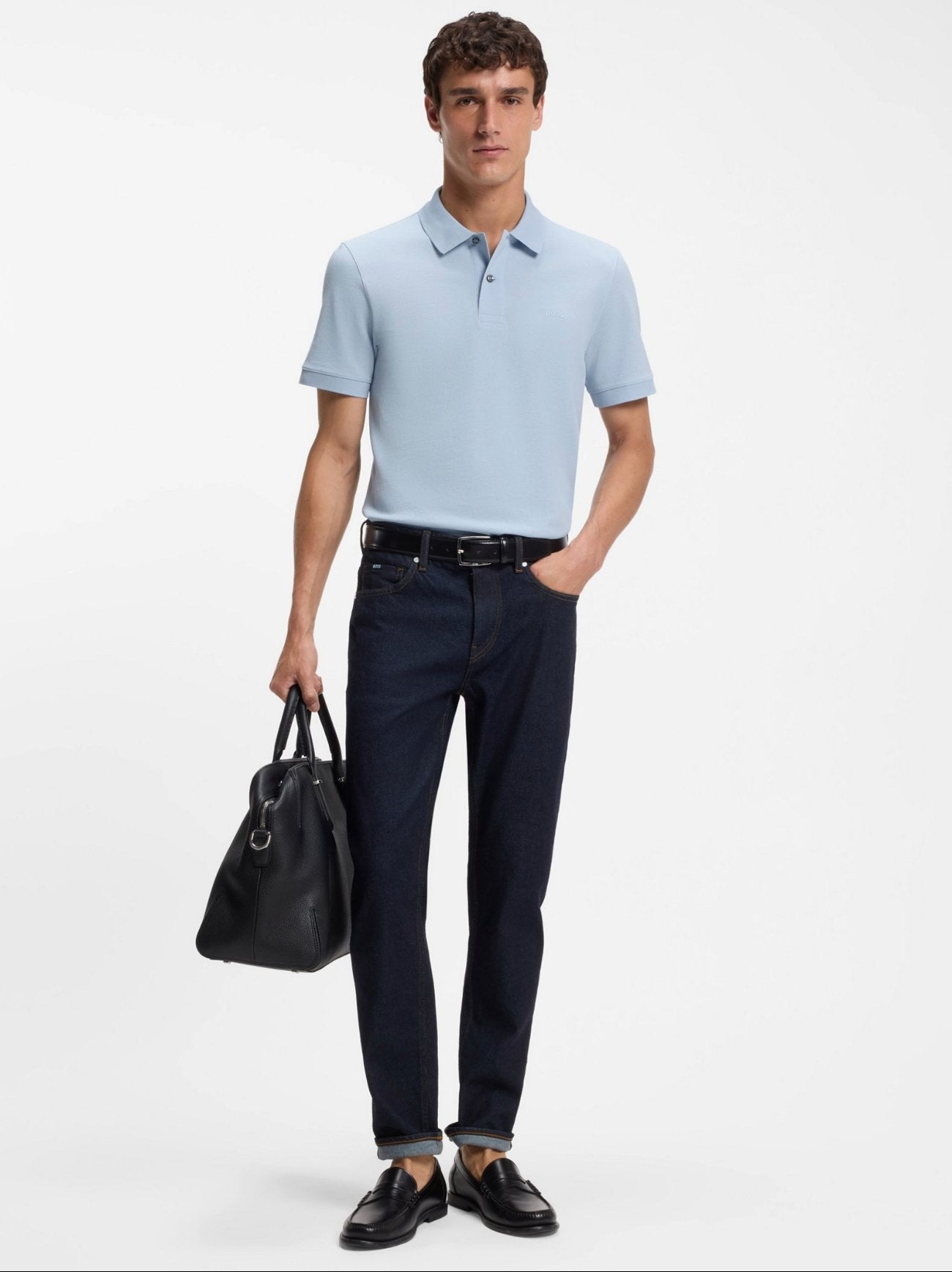 Mens Light Pastel Blue Pallas Short Sleeve Polo Shirt