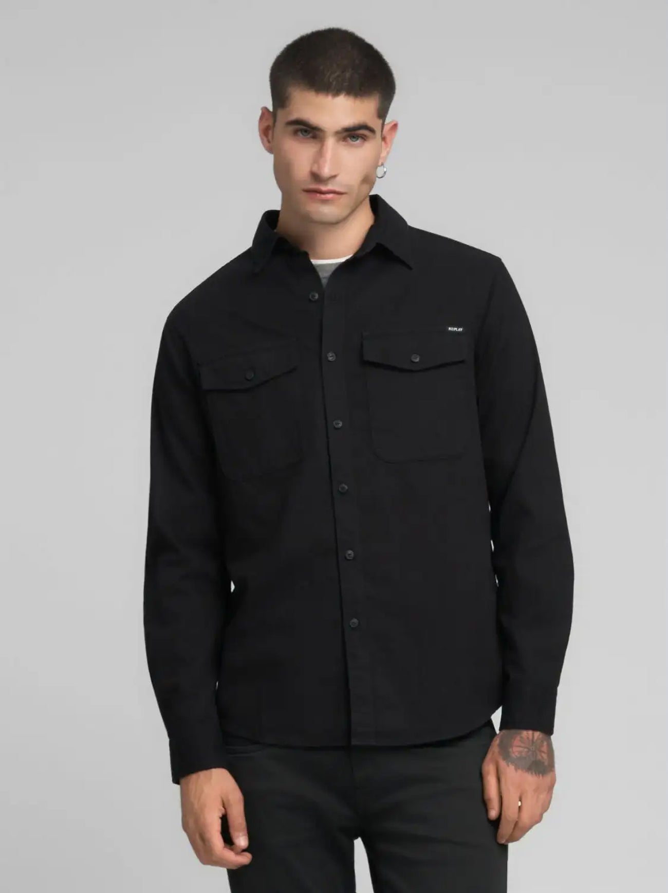 Mens Black Denim Shirt