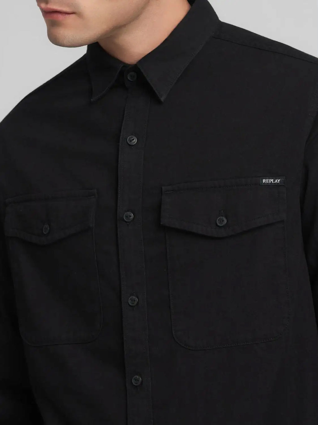 Mens Black Denim Shirt