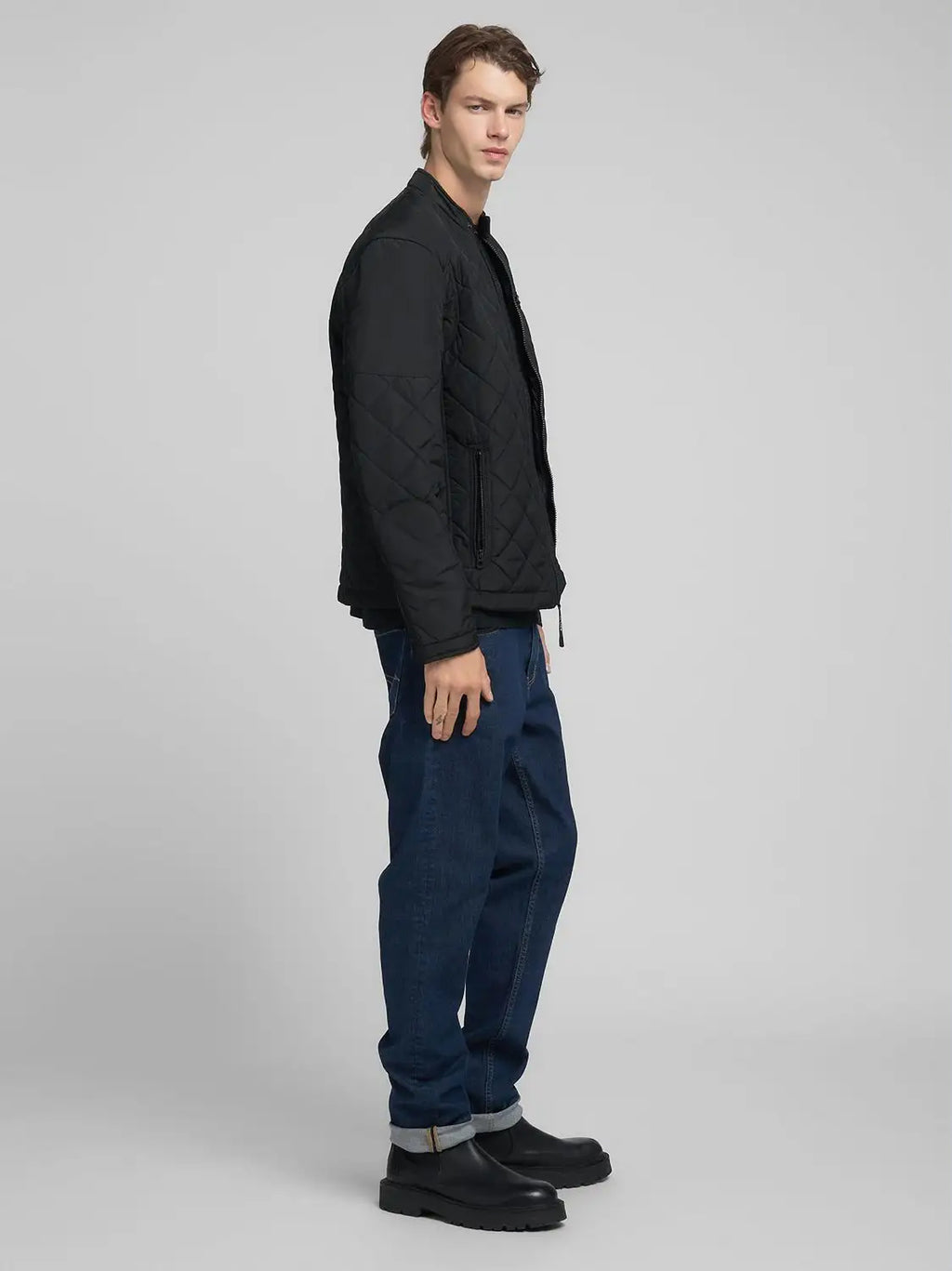 Mens Black Quilted Jacket