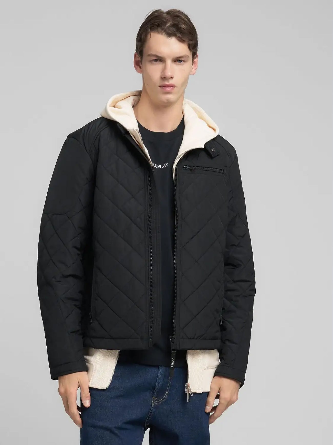 Mens Black Quilted Jacket