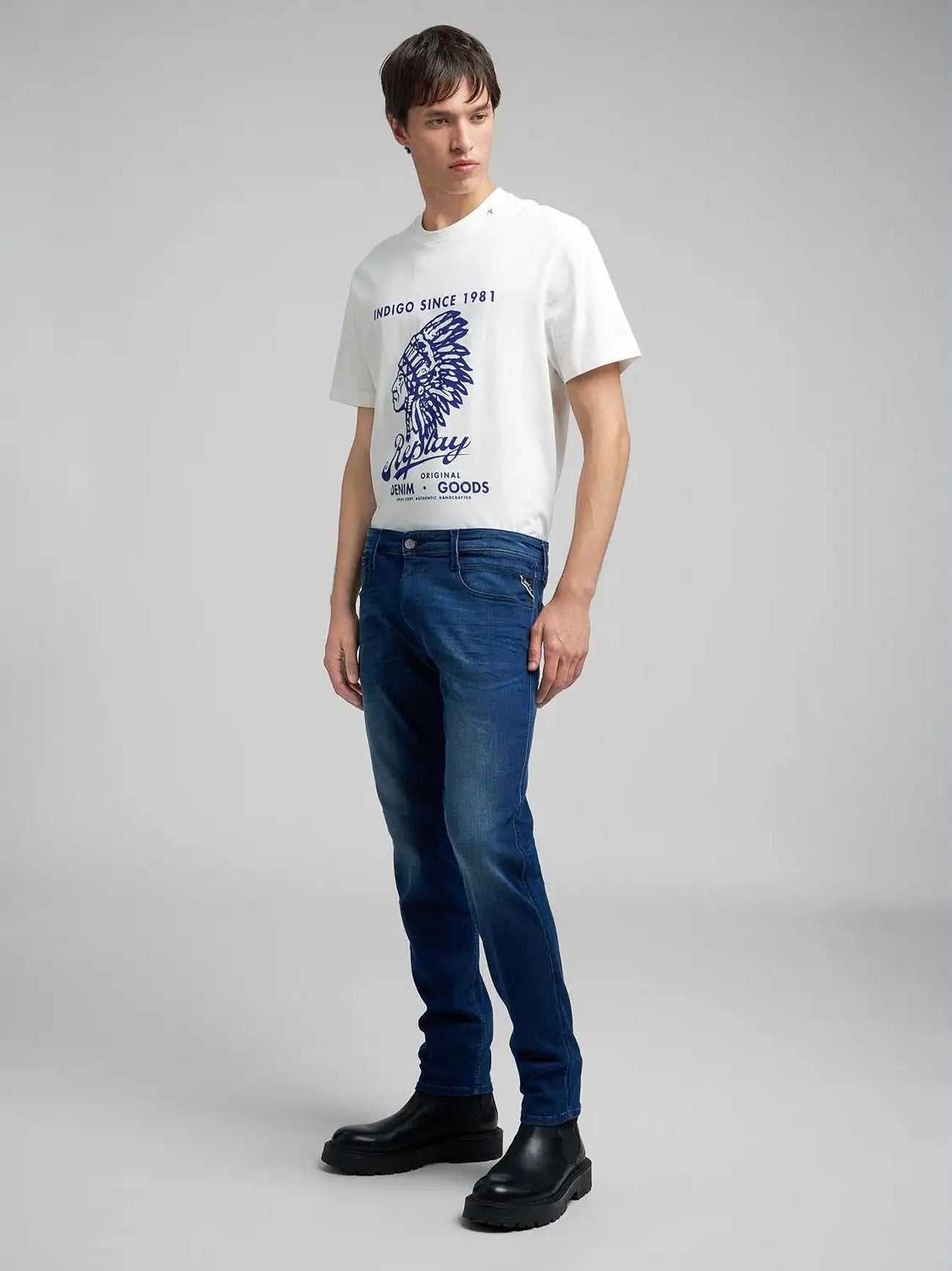 Mens Medium Blue Anbass Slim Jean