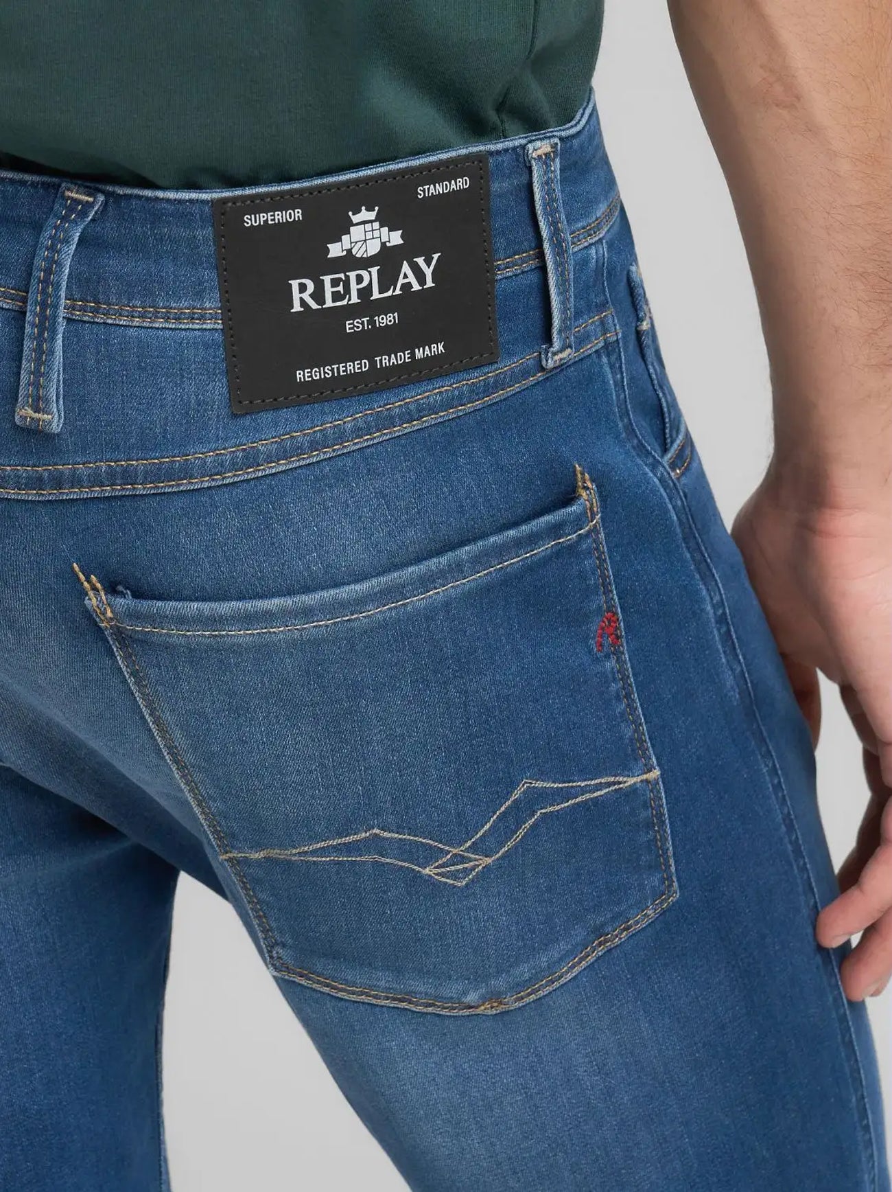 Mens Dark Blue Anbass Slim Jean