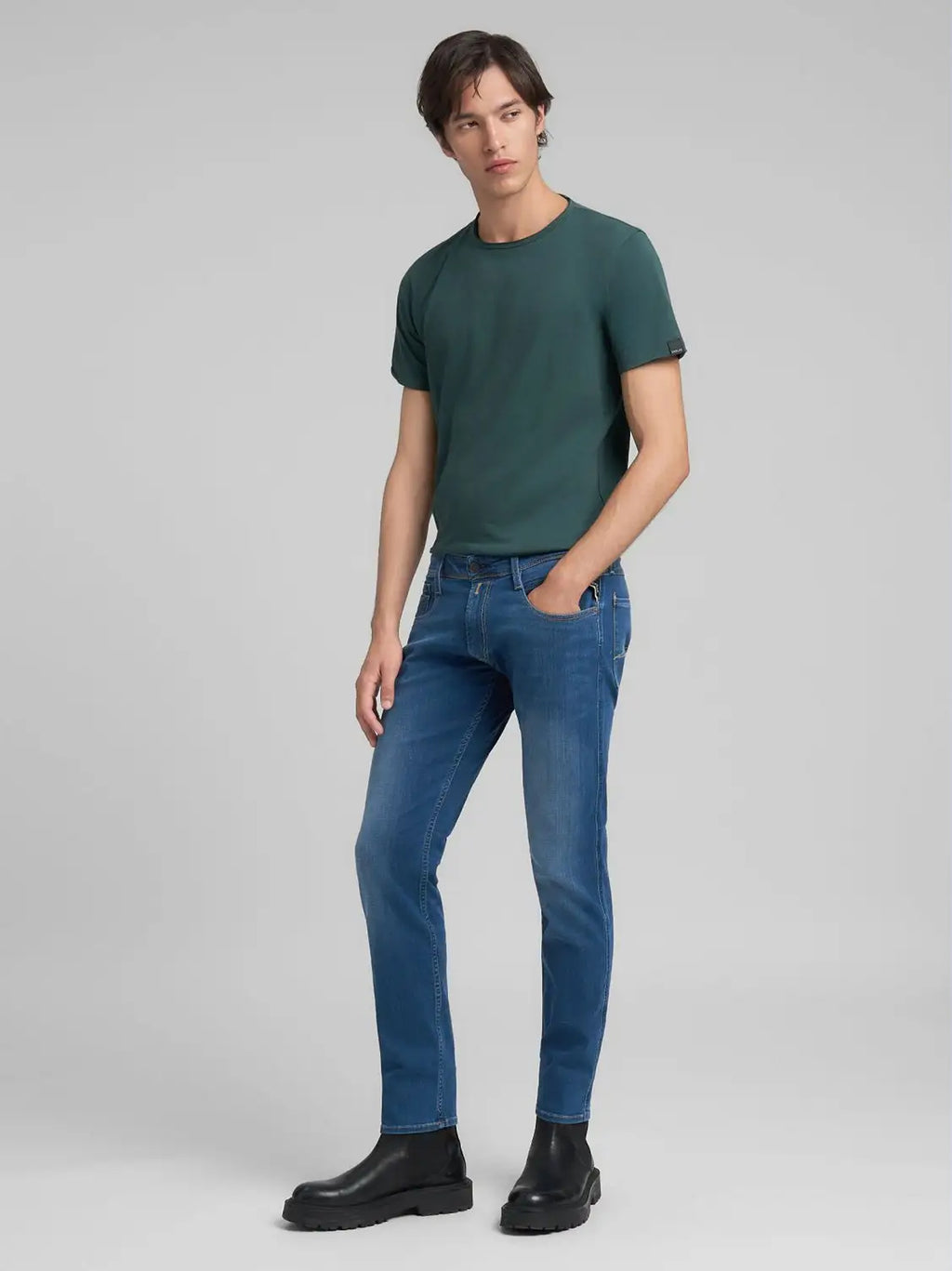 Mens Dark Blue Anbass Slim Jean