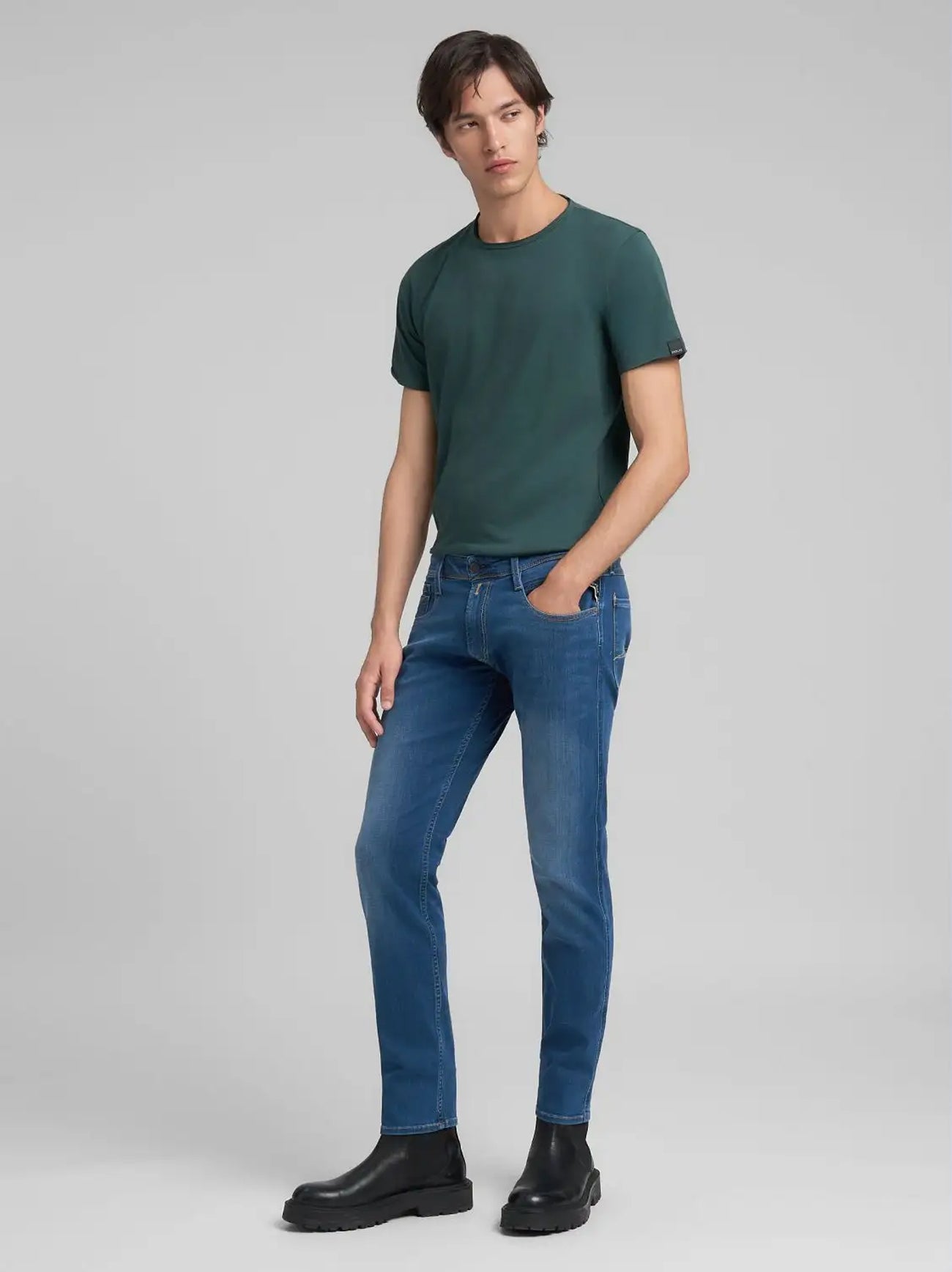 Mens Dark Blue Anbass Slim Jean