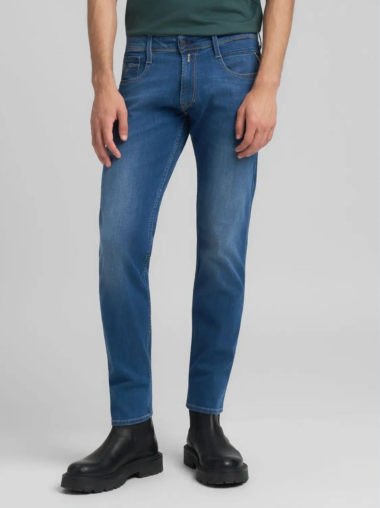Mens Dark Blue Anbass Slim Jean