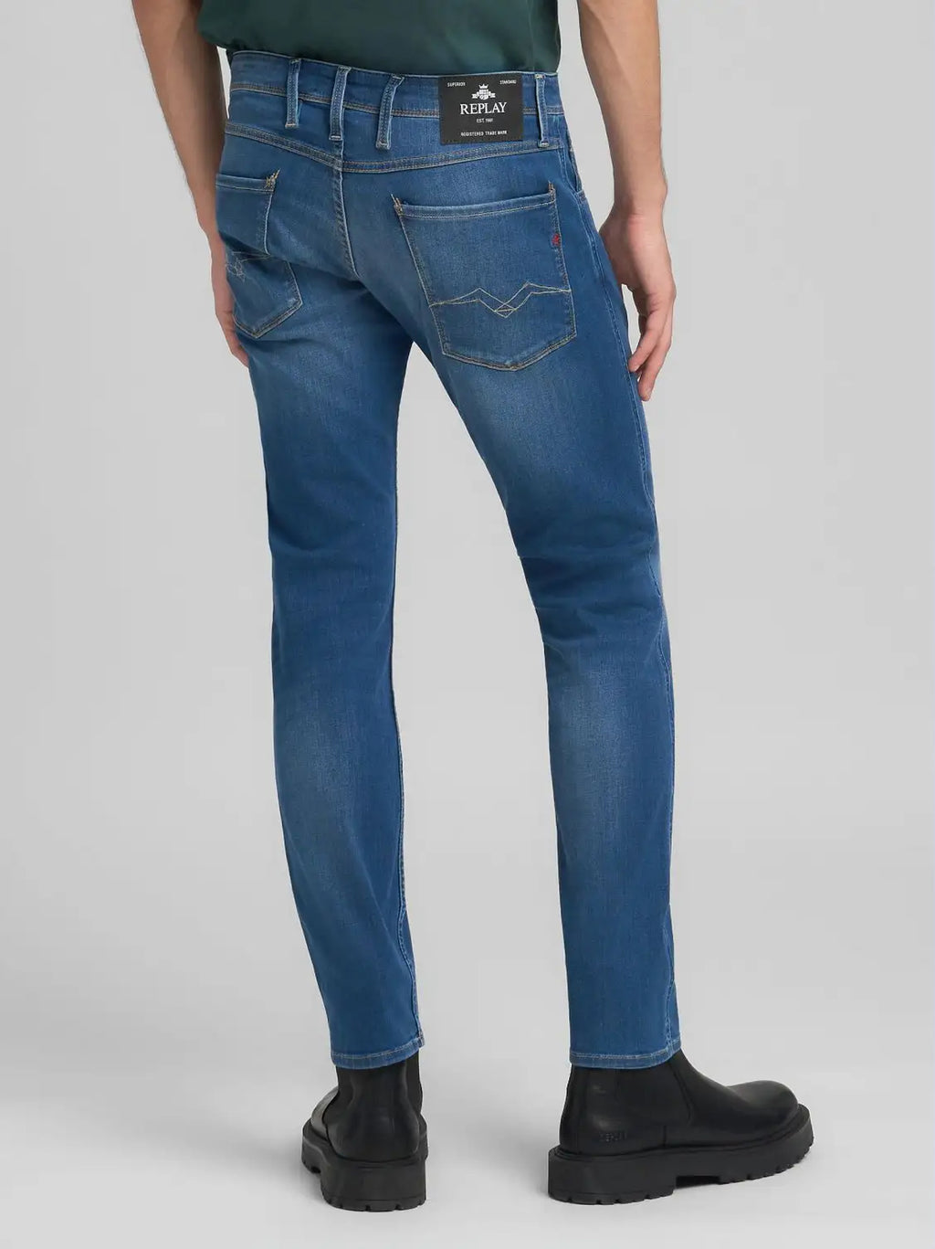 Mens Dark Blue Anbass Slim Jean