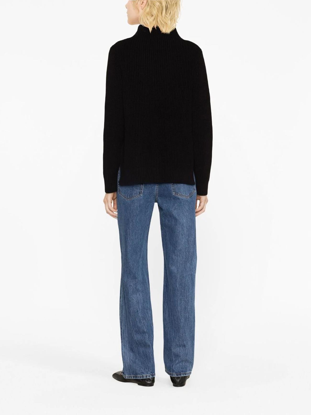 Womens Black Funnel Neck Jumper