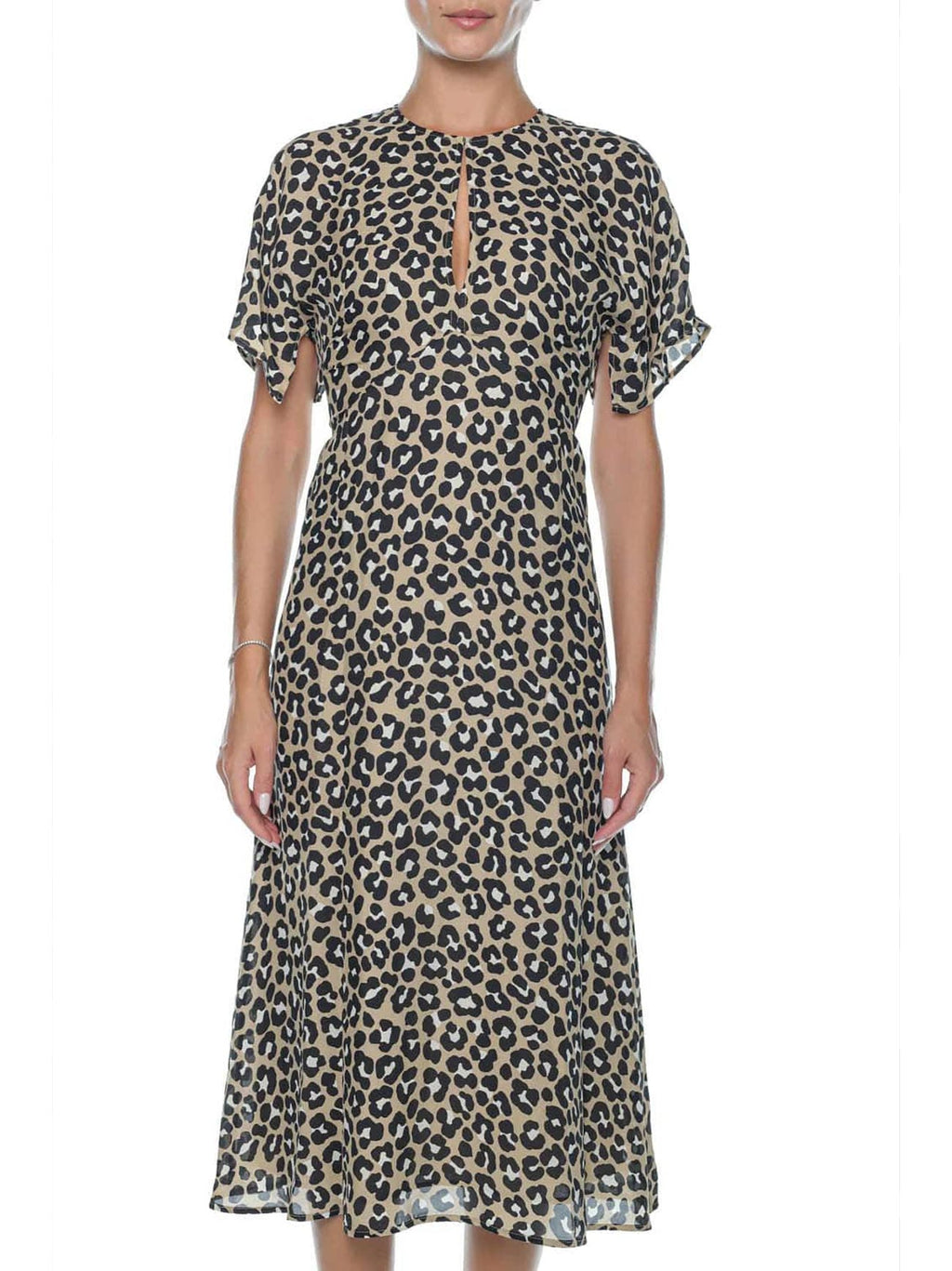 Womens Khaki Black Satin Cheetah Dress