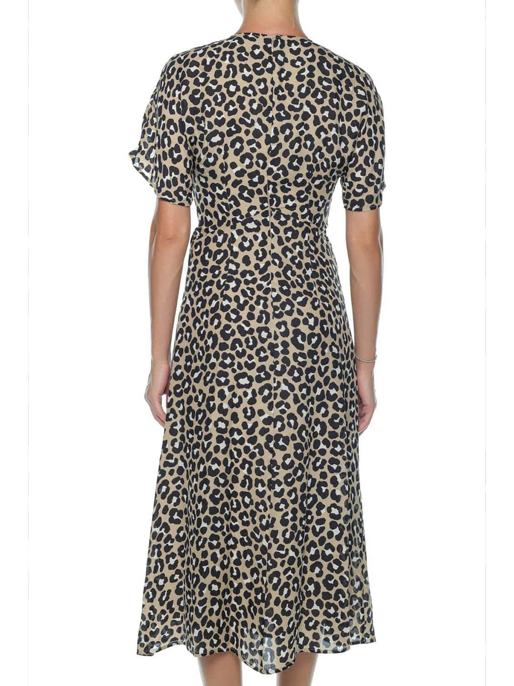Womens Khaki Black Satin Cheetah Dress