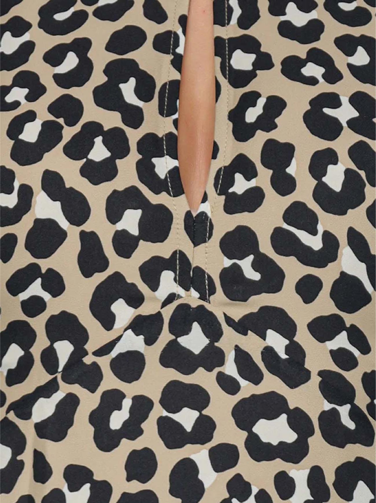 Womens Khaki Black Satin Cheetah Dress