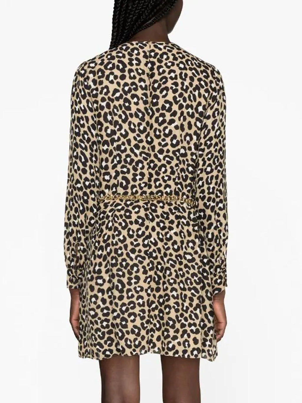 Womens Khaki Black Cheetah Mini Dress