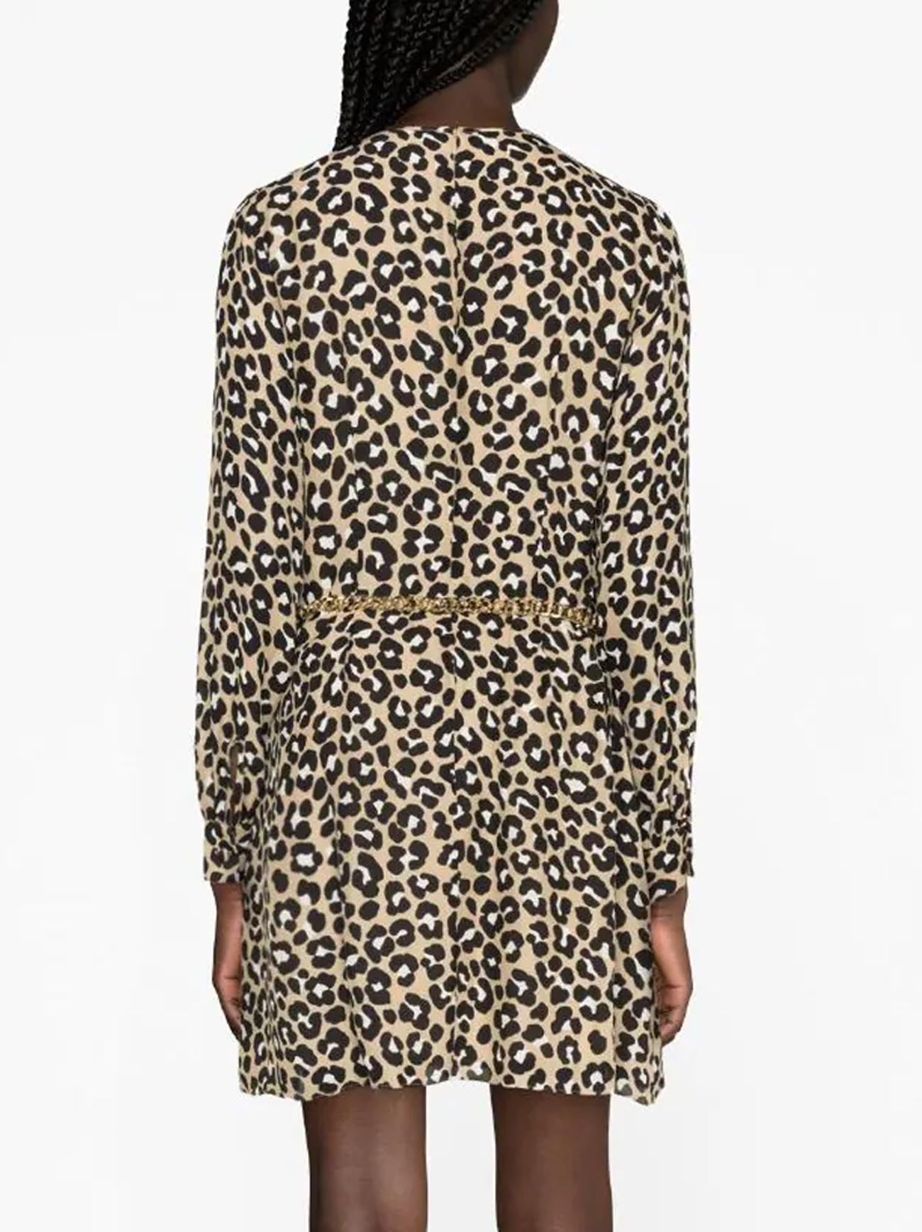 Womens Khaki Black Cheetah Mini Dress