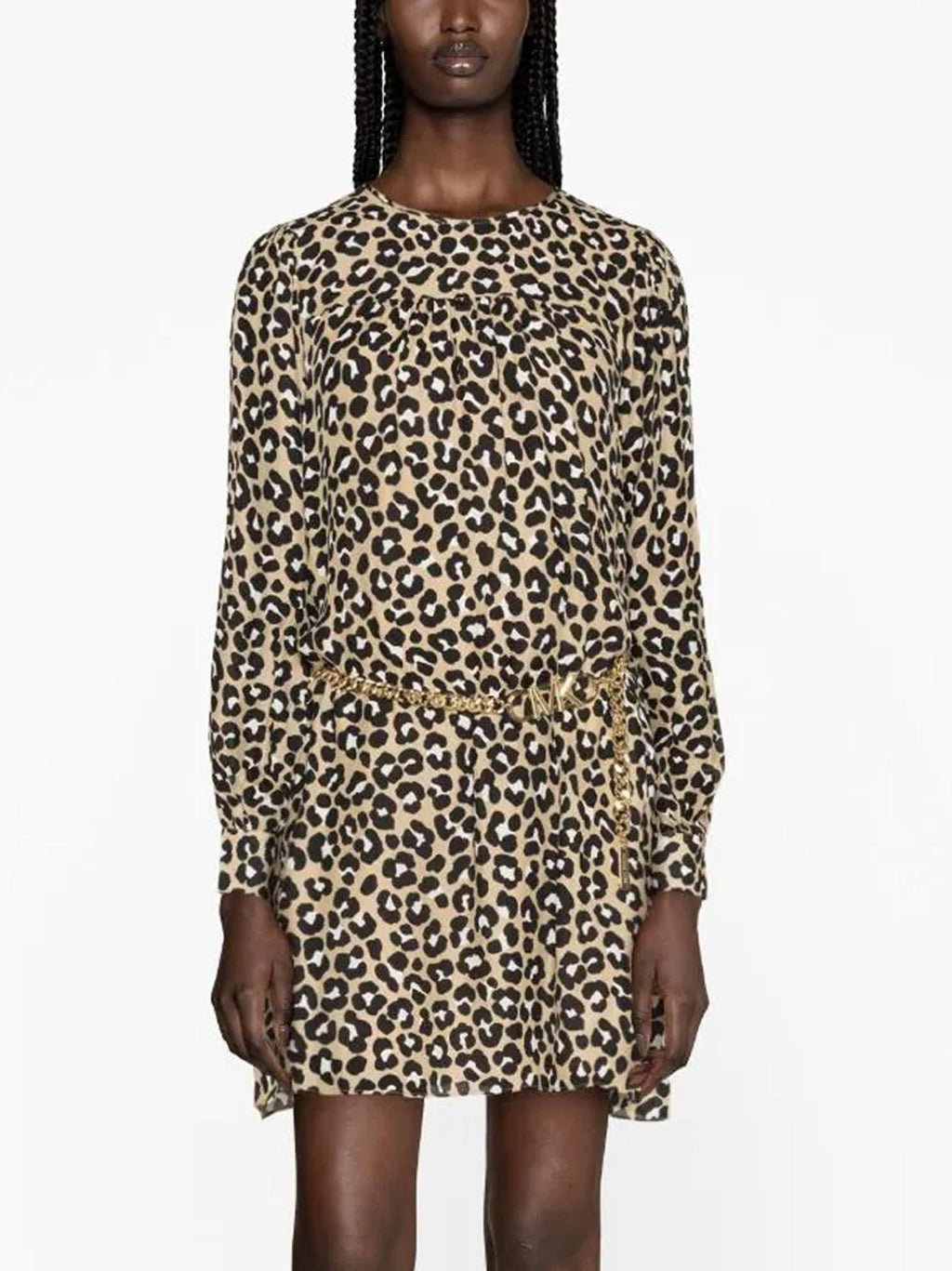 Womens Khaki Black Cheetah Mini Dress