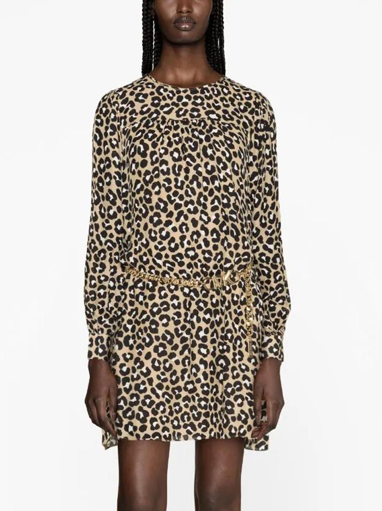 Womens Khaki Black Cheetah Mini Dress