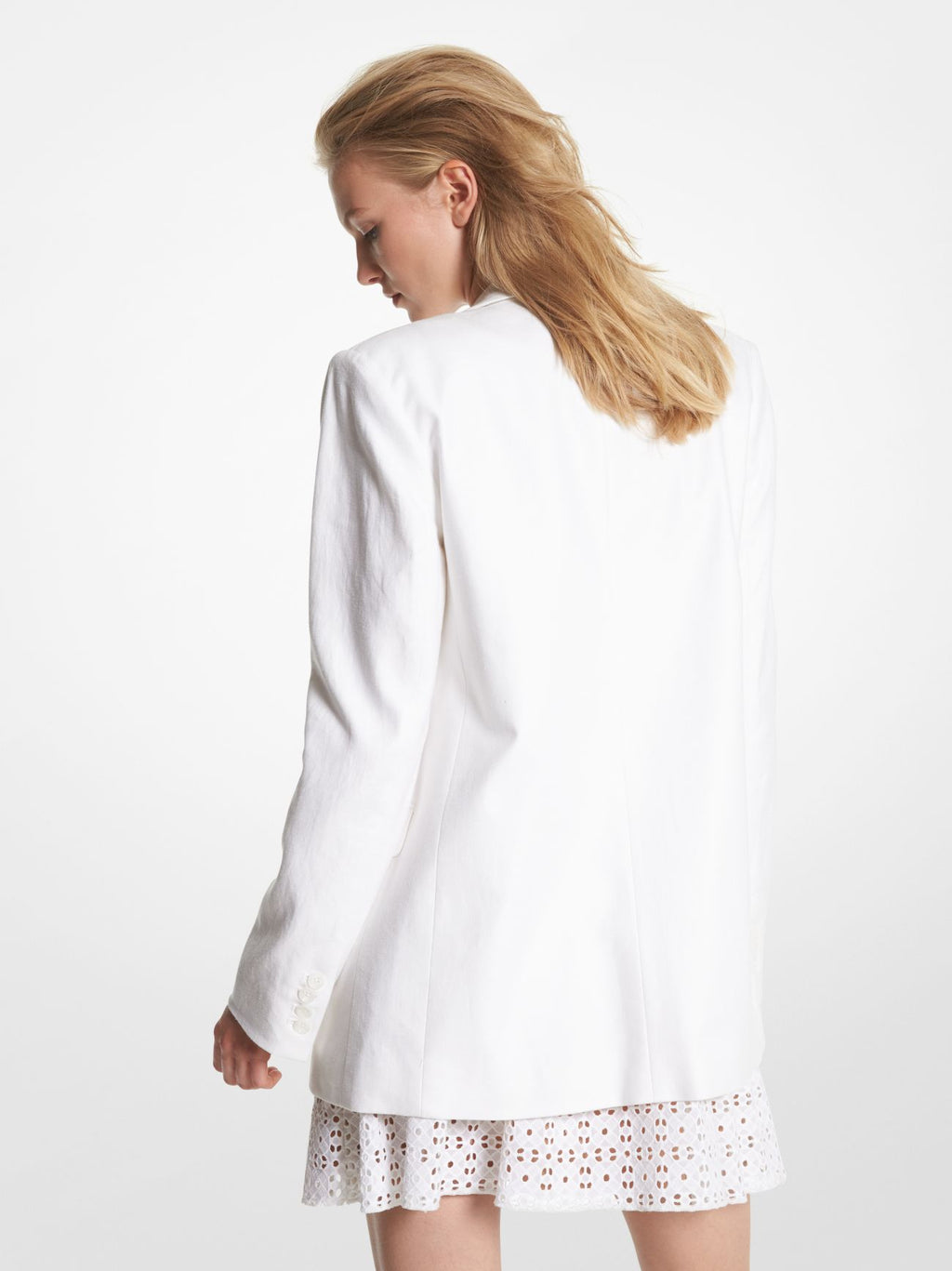 Womens White Linen Blend Boyfriend Blazer