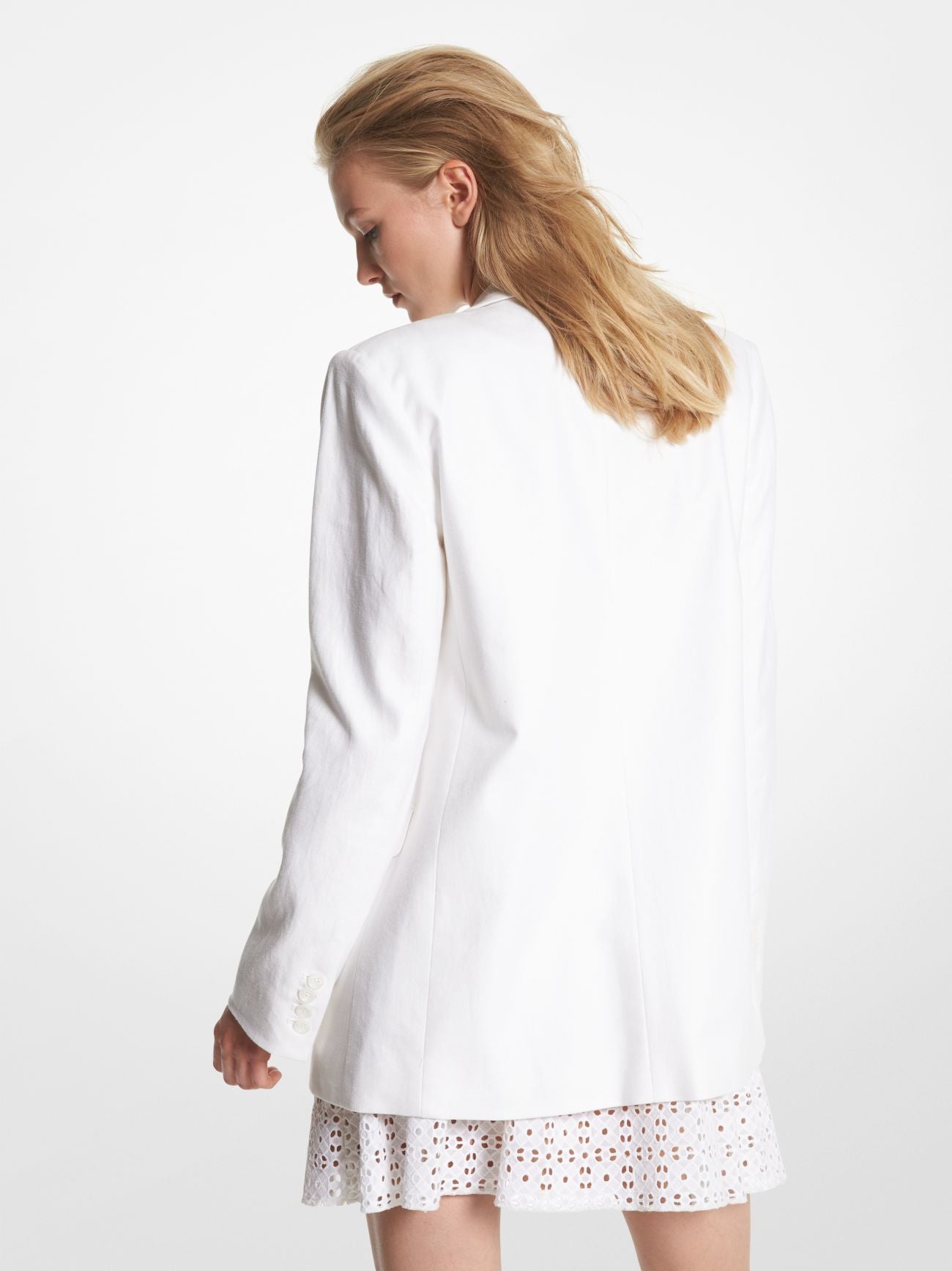 Womens White Linen Blend Boyfriend Blazer