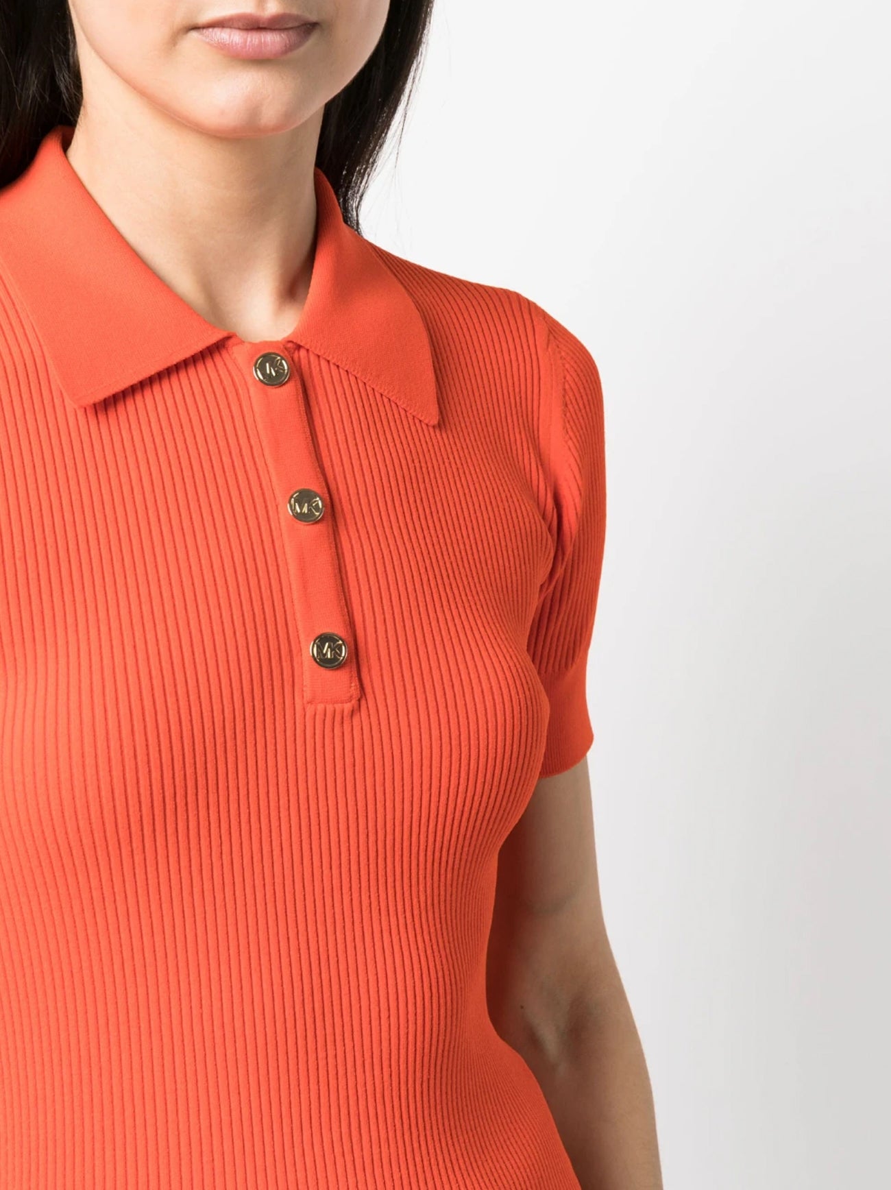 Womens Optic Orange Polo Snap Top