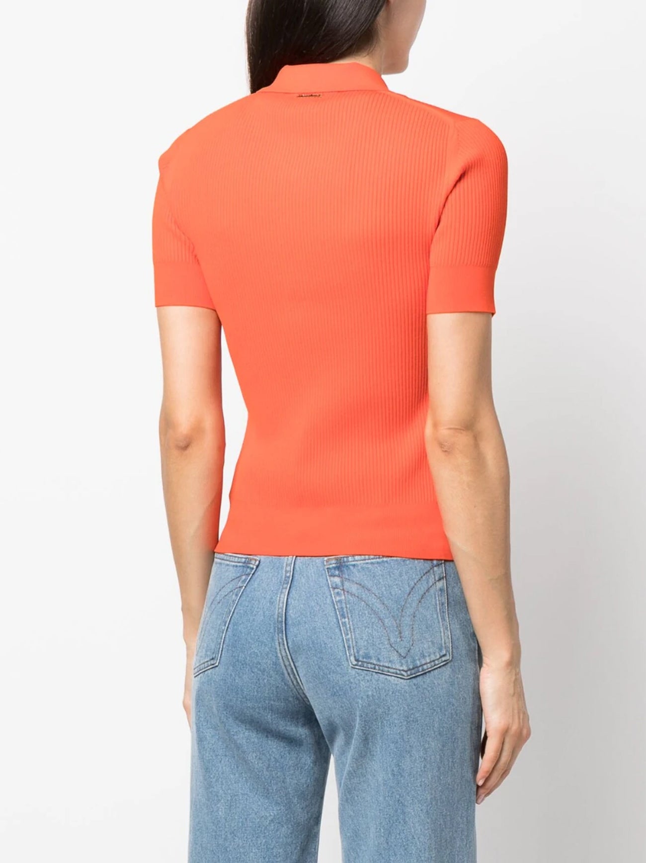 Womens Optic Orange Polo Snap Top