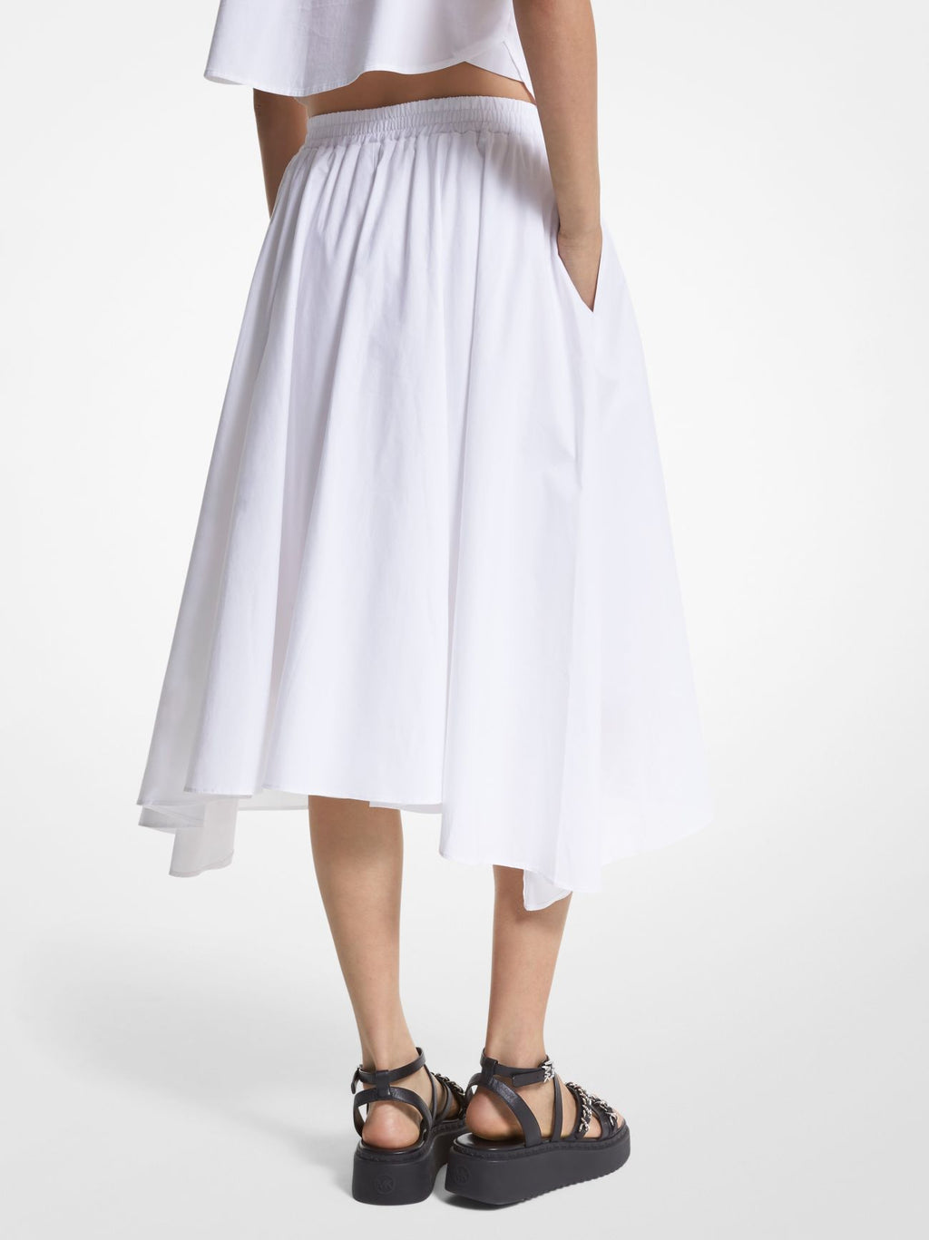 Womens White Cotton Poplin Skirt