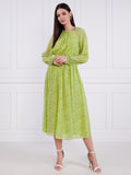 Womens Bright Limeade Zebra Print Midi Dress