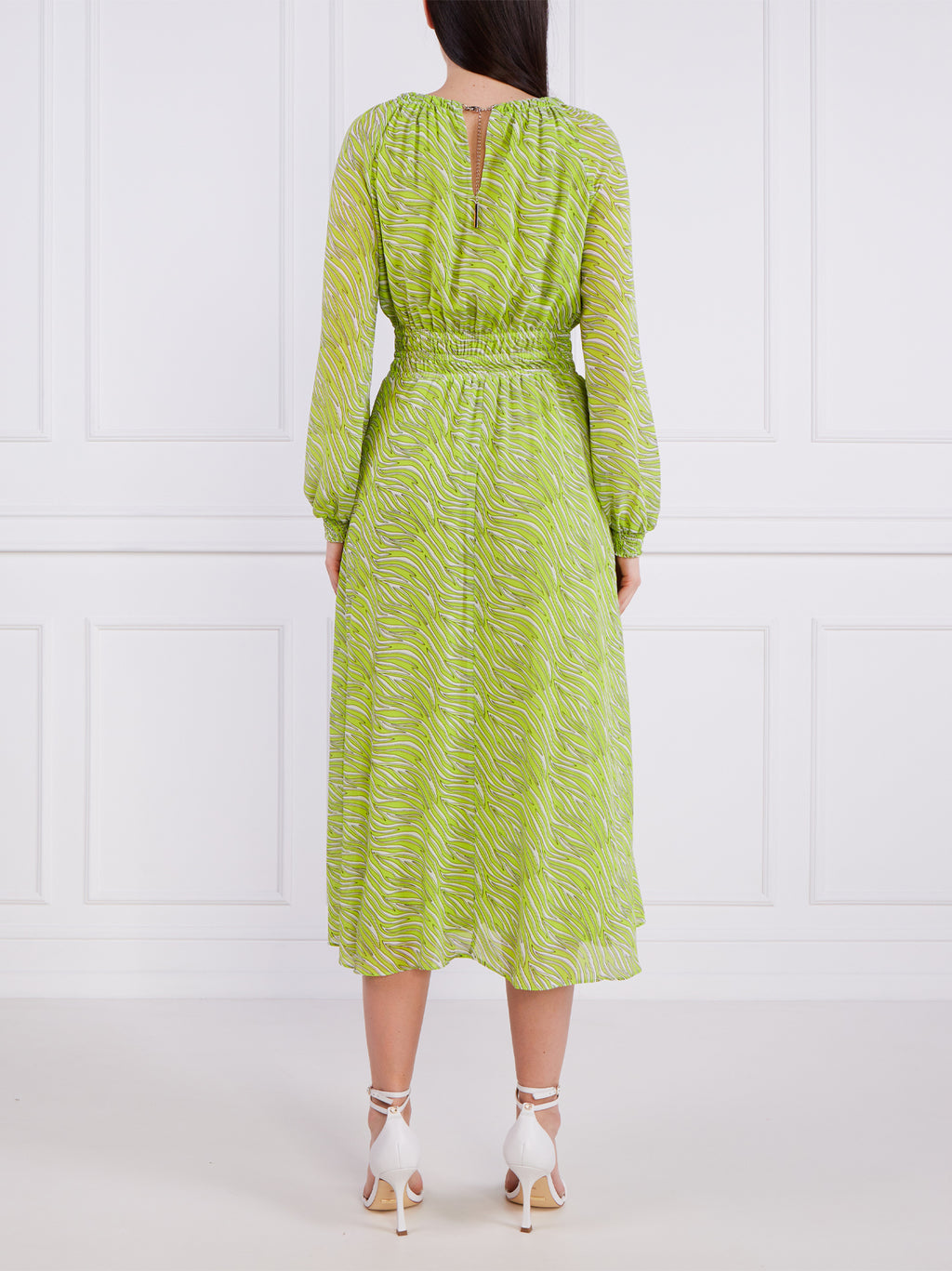 Womens Bright Limeade Zebra Print Midi Dress