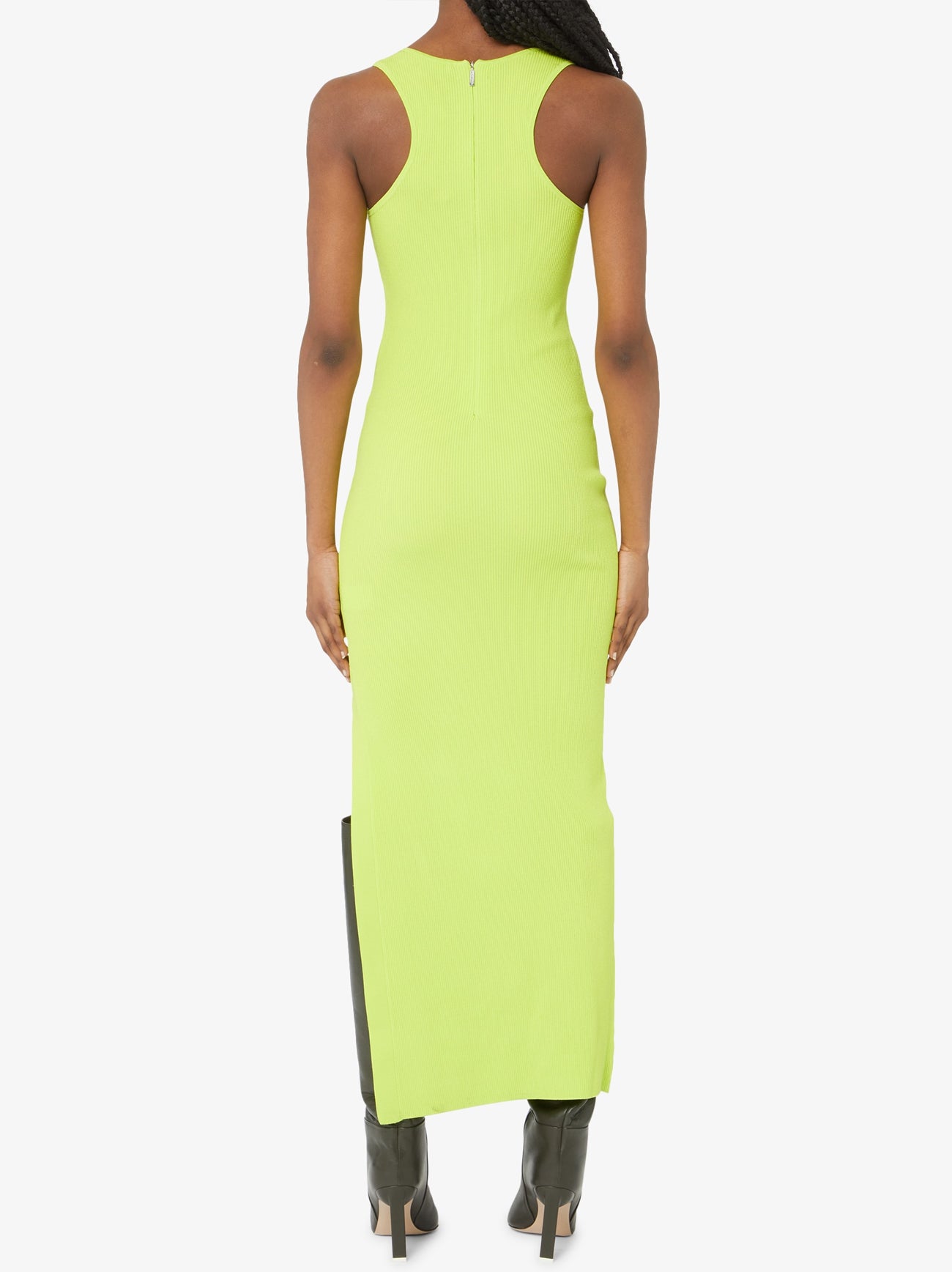 Womens Bright Limeade Side Slit Maxi Dress