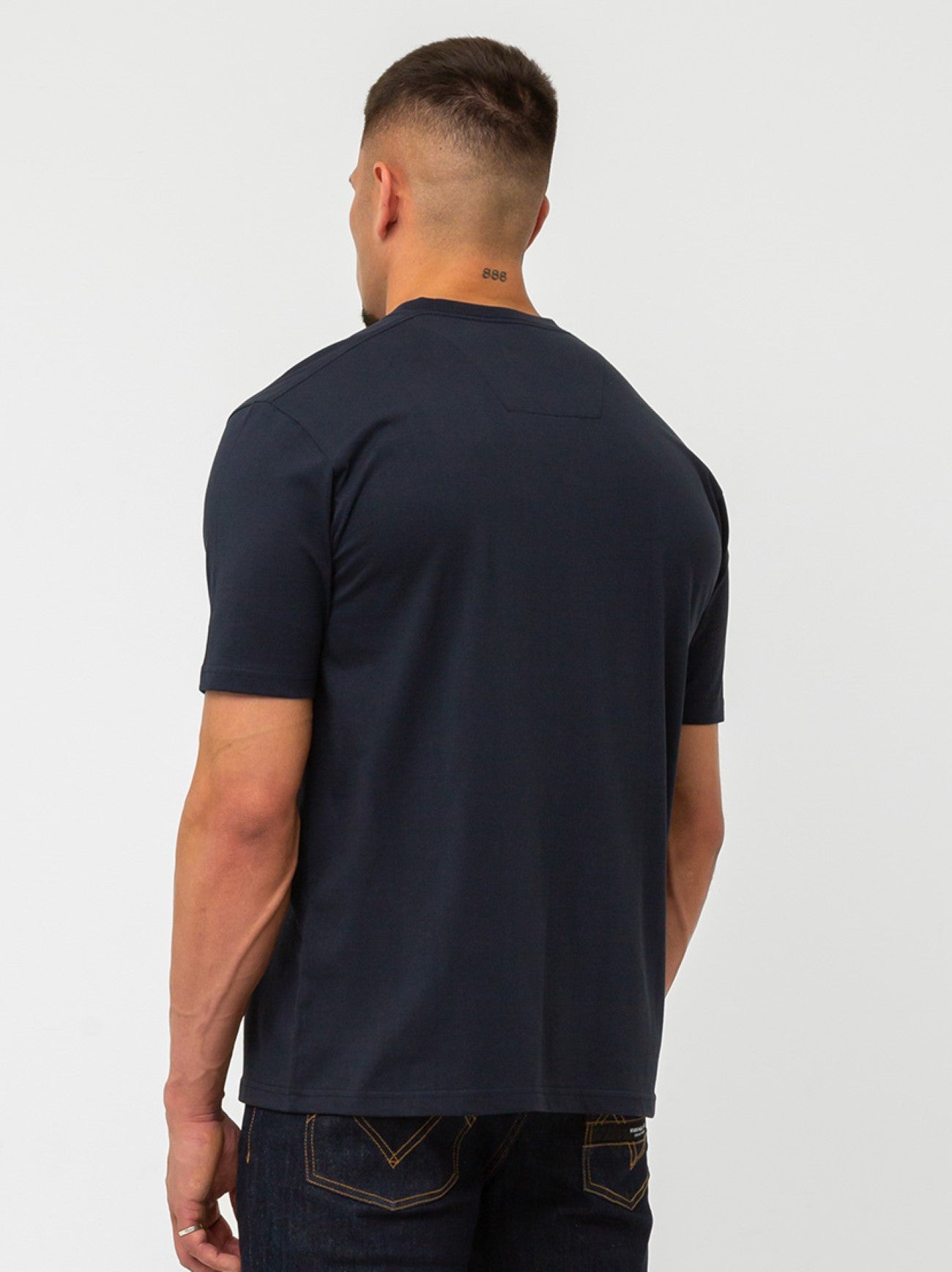 Mens Navy Carter Check T-Shirt