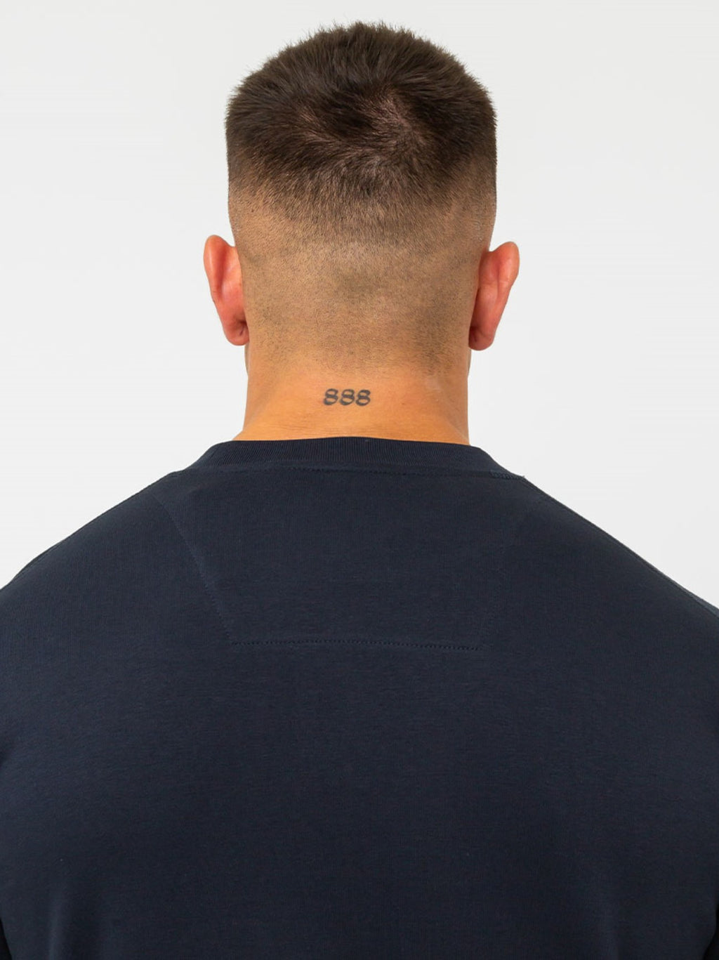 Mens Navy Carter Check Box Crew Neck Sweatshirt