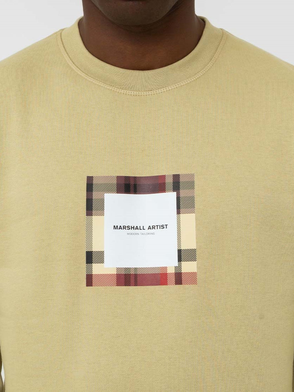 Mens Sandstone Carter Check Box Crew Neck Sweatshirt