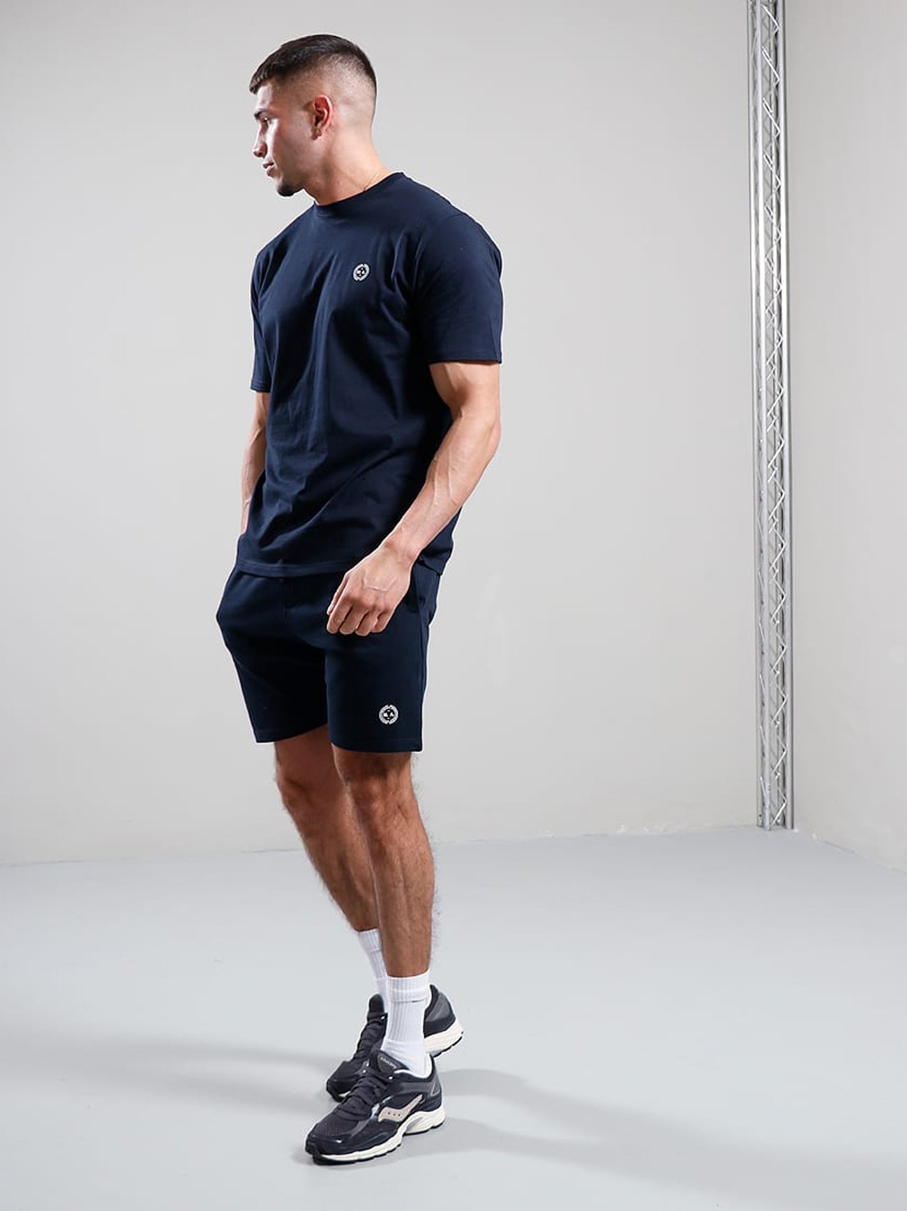 Mens Navy Delta Print Logo Short