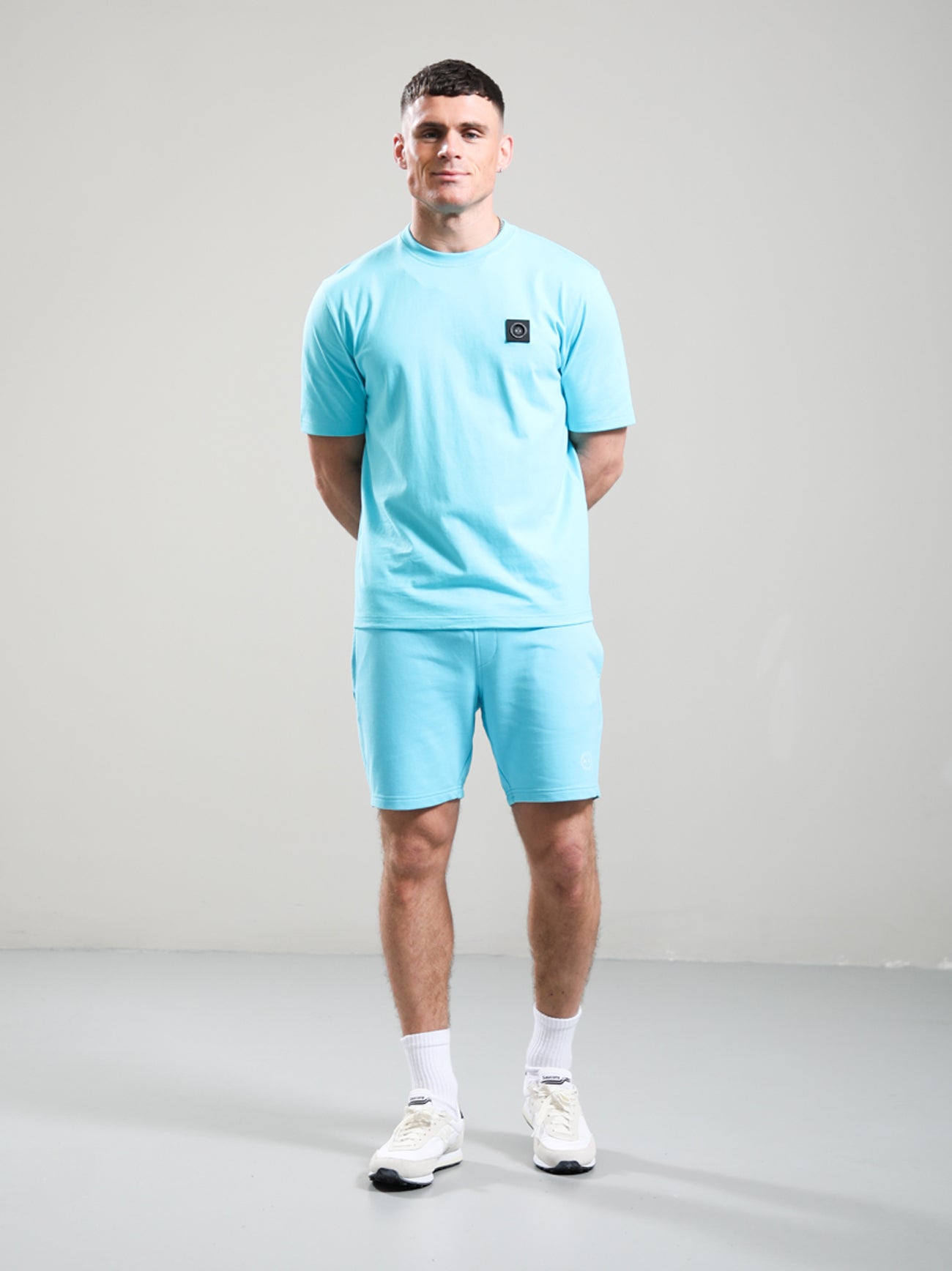 Mens Cyan Delta Print Logo Short