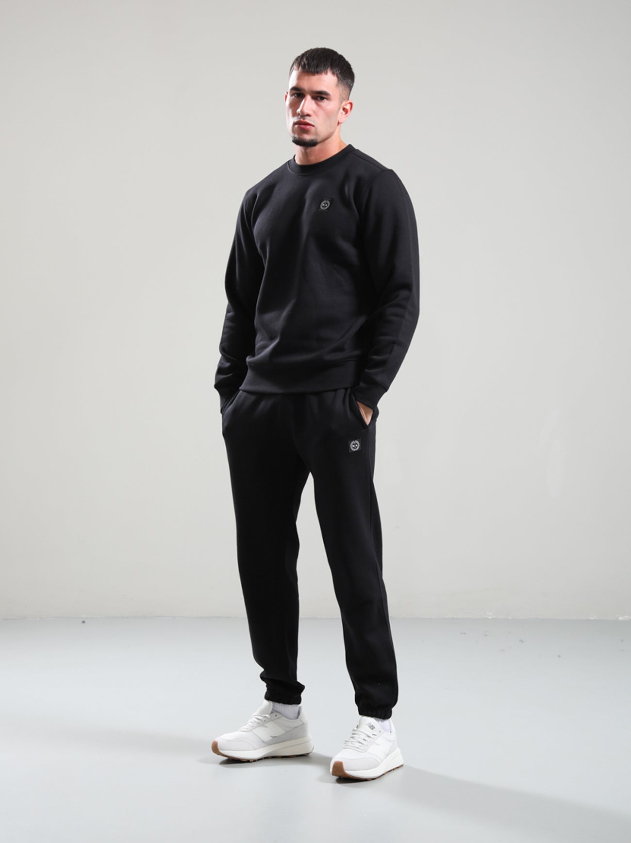 Mens Black Marchio Crewneck Sweatshirt
