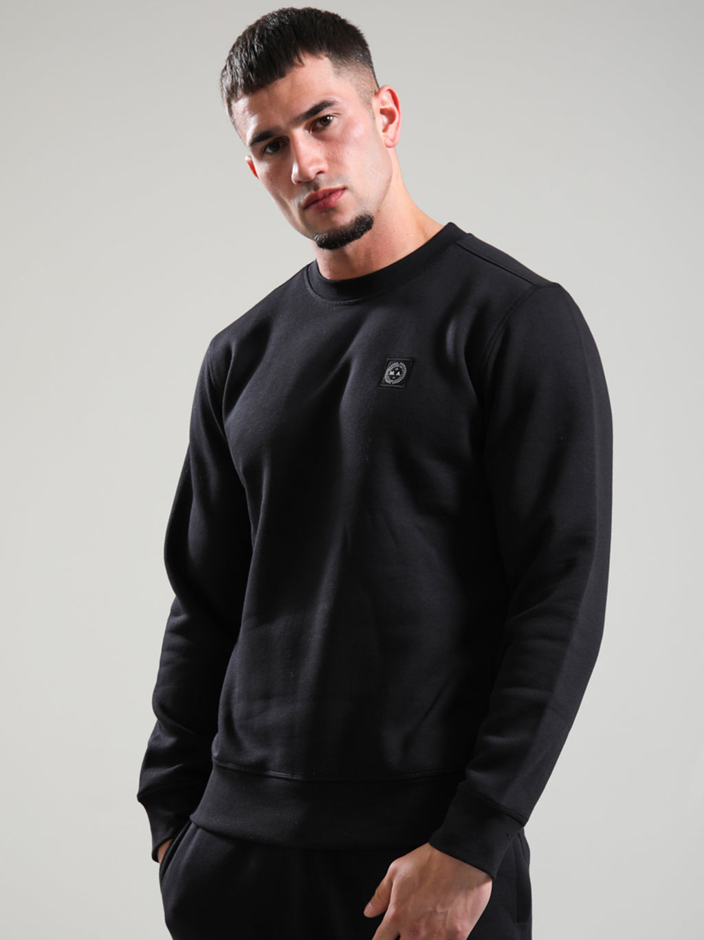 Mens Black Marchio Crewneck Sweatshirt