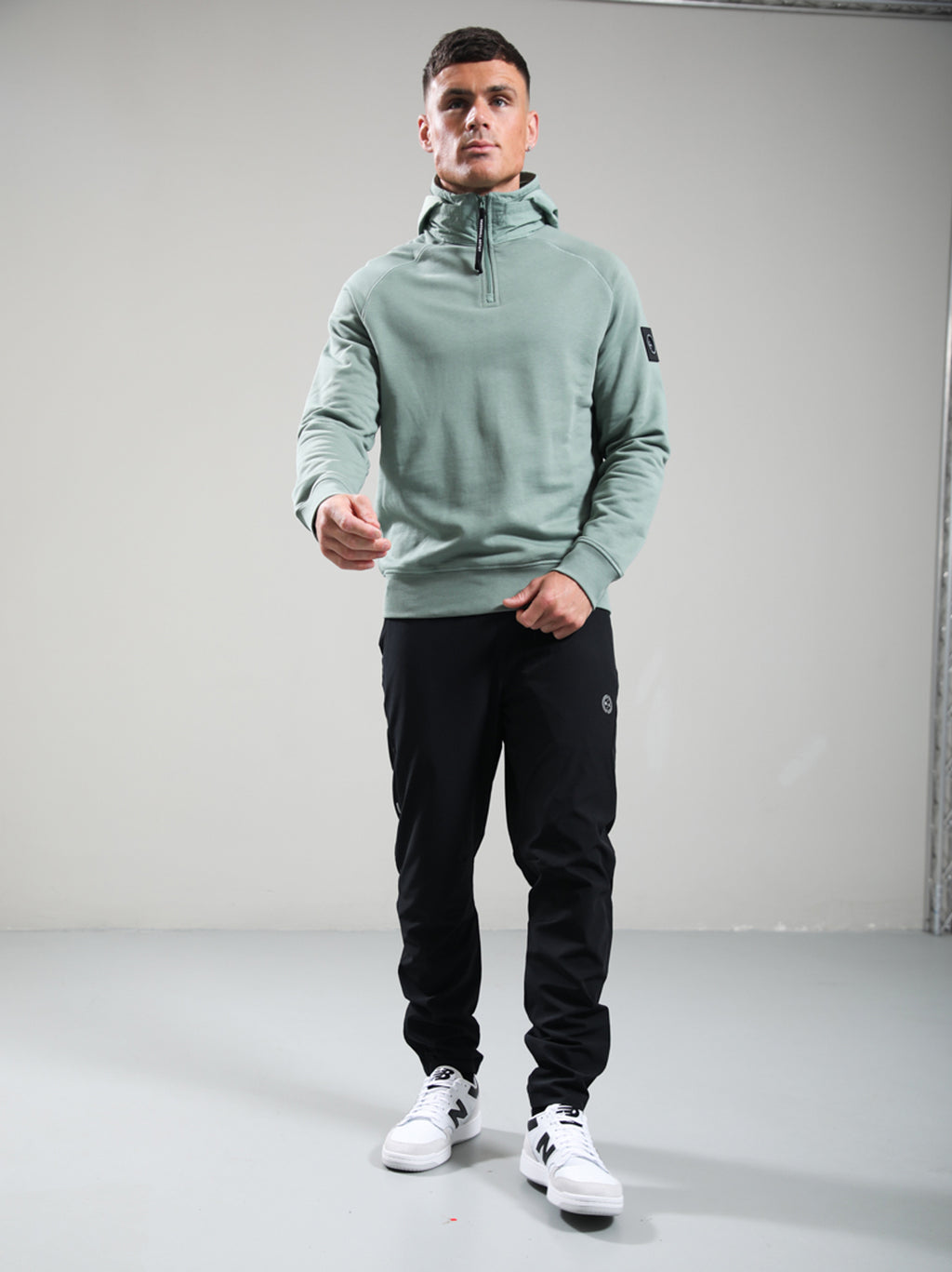 Mens Sage Stanford Quarter Zip Hoodie