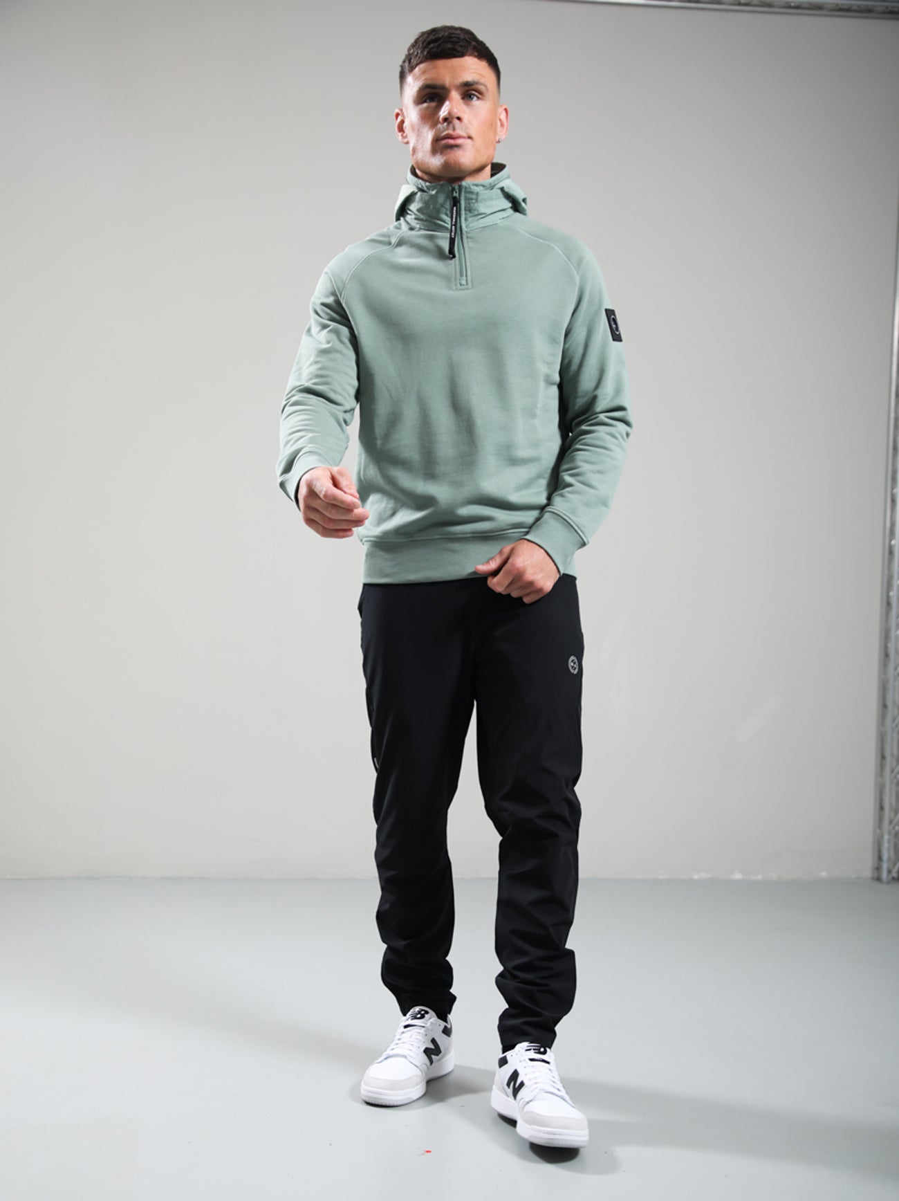 Mens Sage Stanford Quarter Zip Hoodie