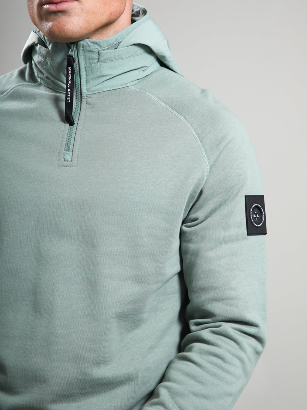 Mens Sage Stanford Quarter Zip Hoodie