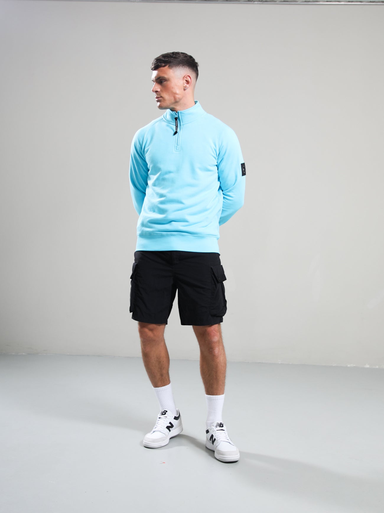 Mens Cyan Siren Quarter Zip Sweatshirt