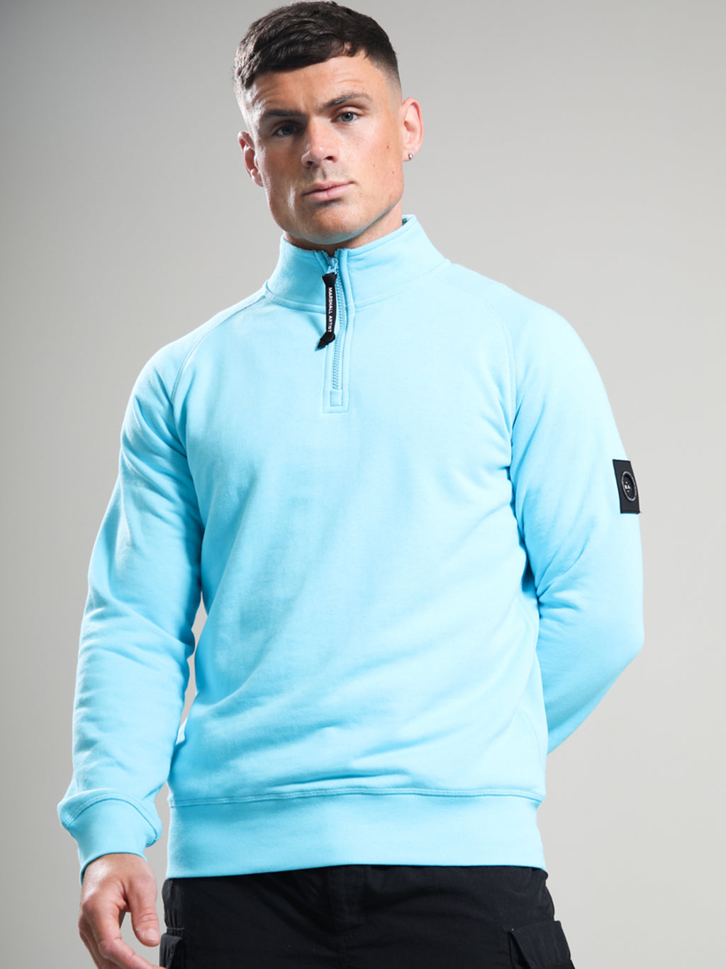 Mens Cyan Siren Quarter Zip Sweatshirt