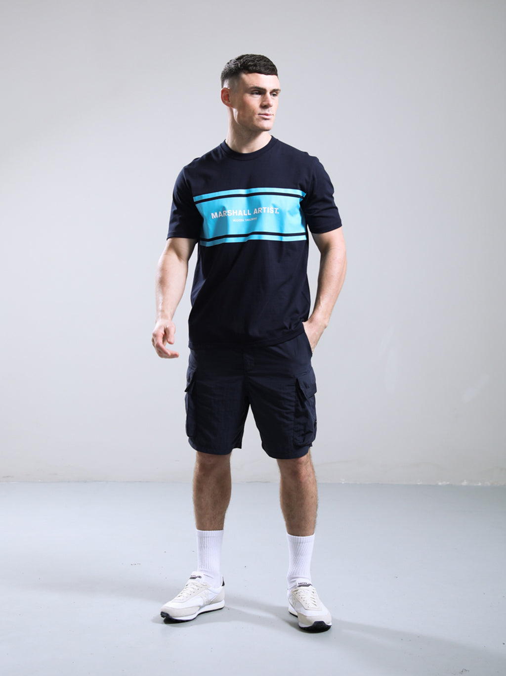 Mens Navy Brent Logo T-Shirt