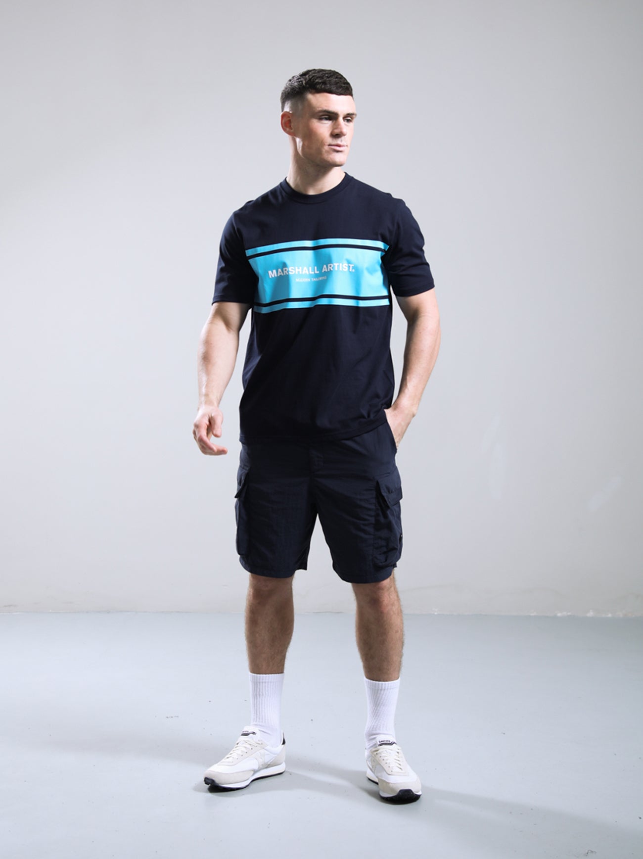 Mens Navy Brent Logo T-Shirt