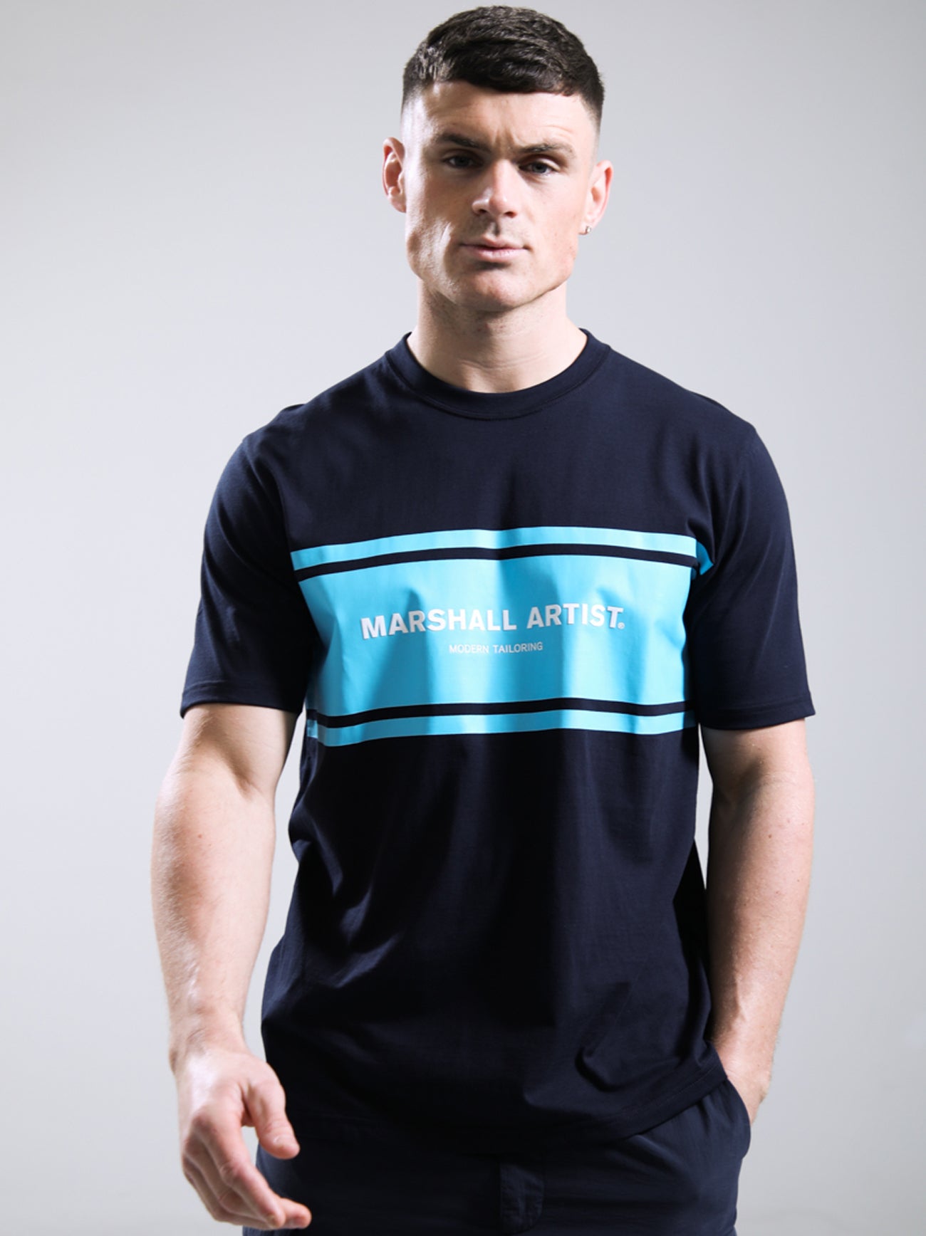 Mens Navy Brent Logo T-Shirt