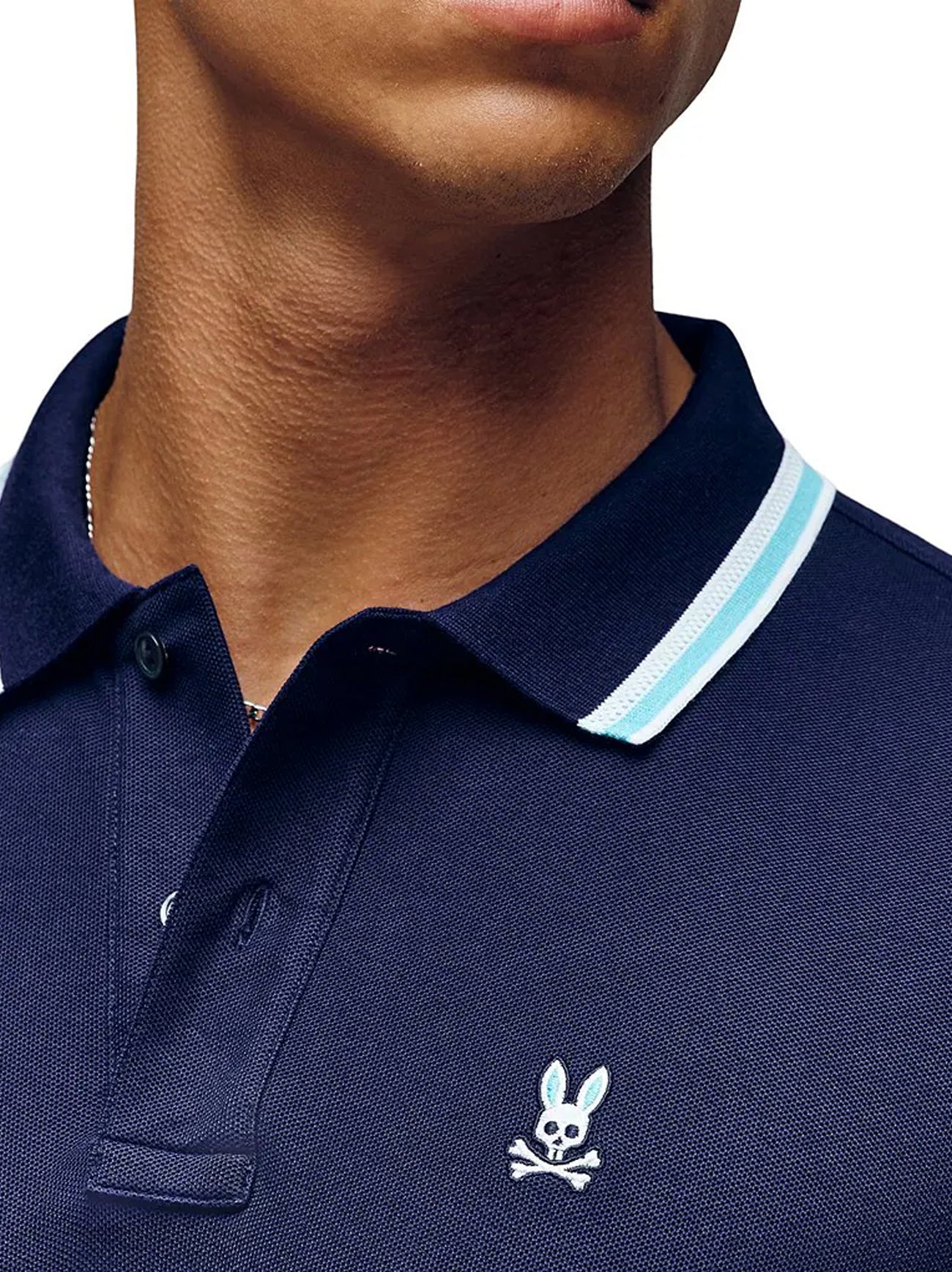 Mens Evening Blue Nolan Pique Polo Shirt