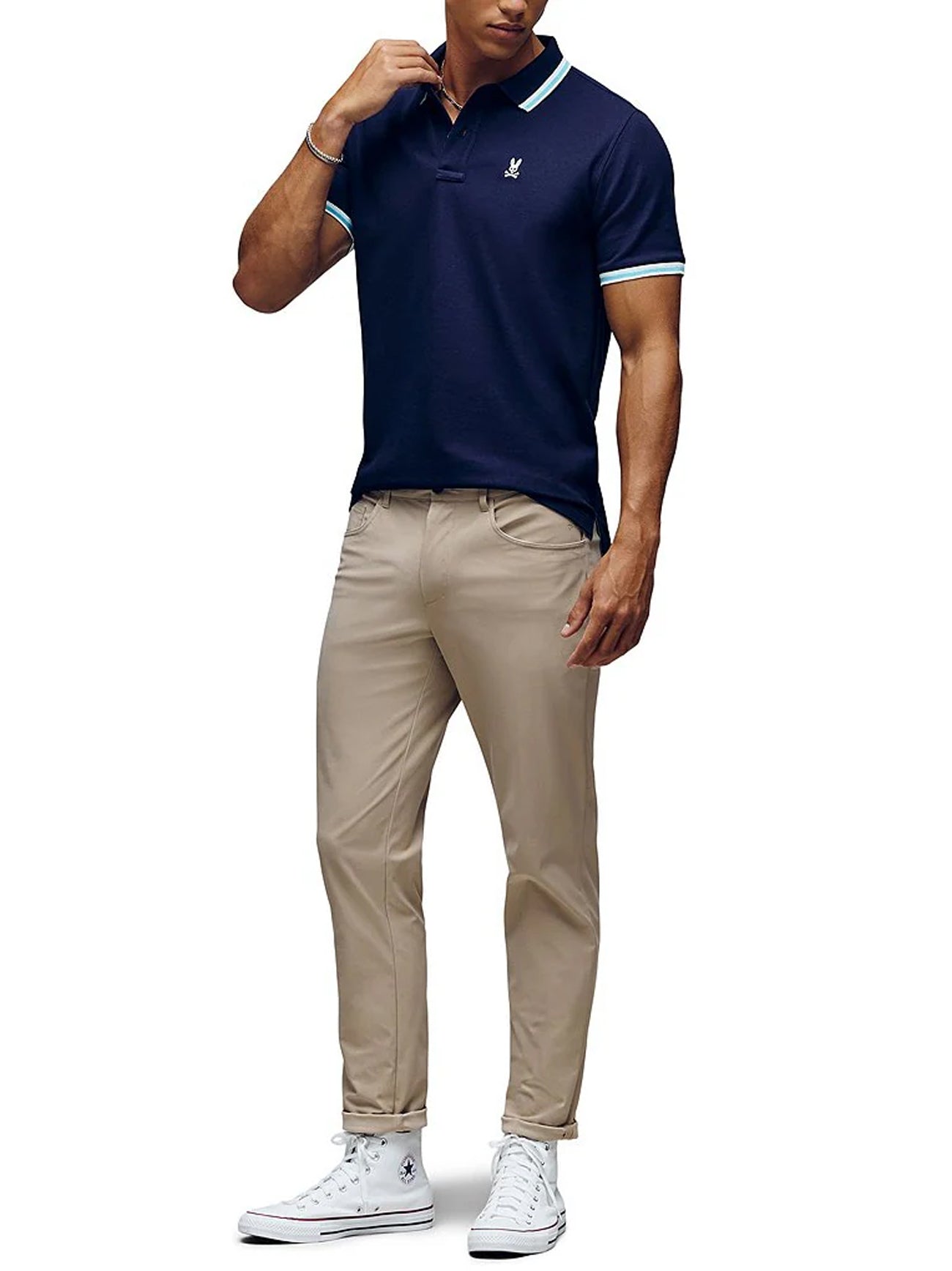 Mens Evening Blue Nolan Pique Polo Shirt