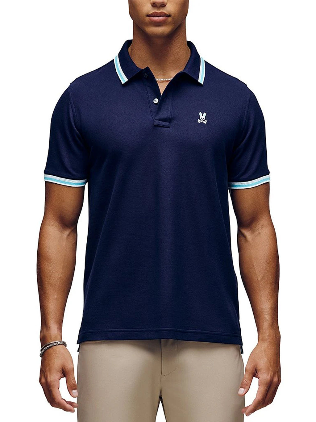 Mens Evening Blue Nolan Pique Polo Shirt