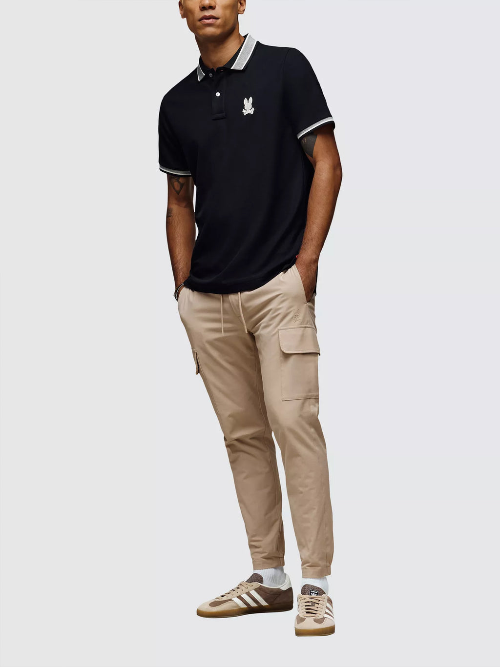 Mens Black Harlow Pique Polo Shirt